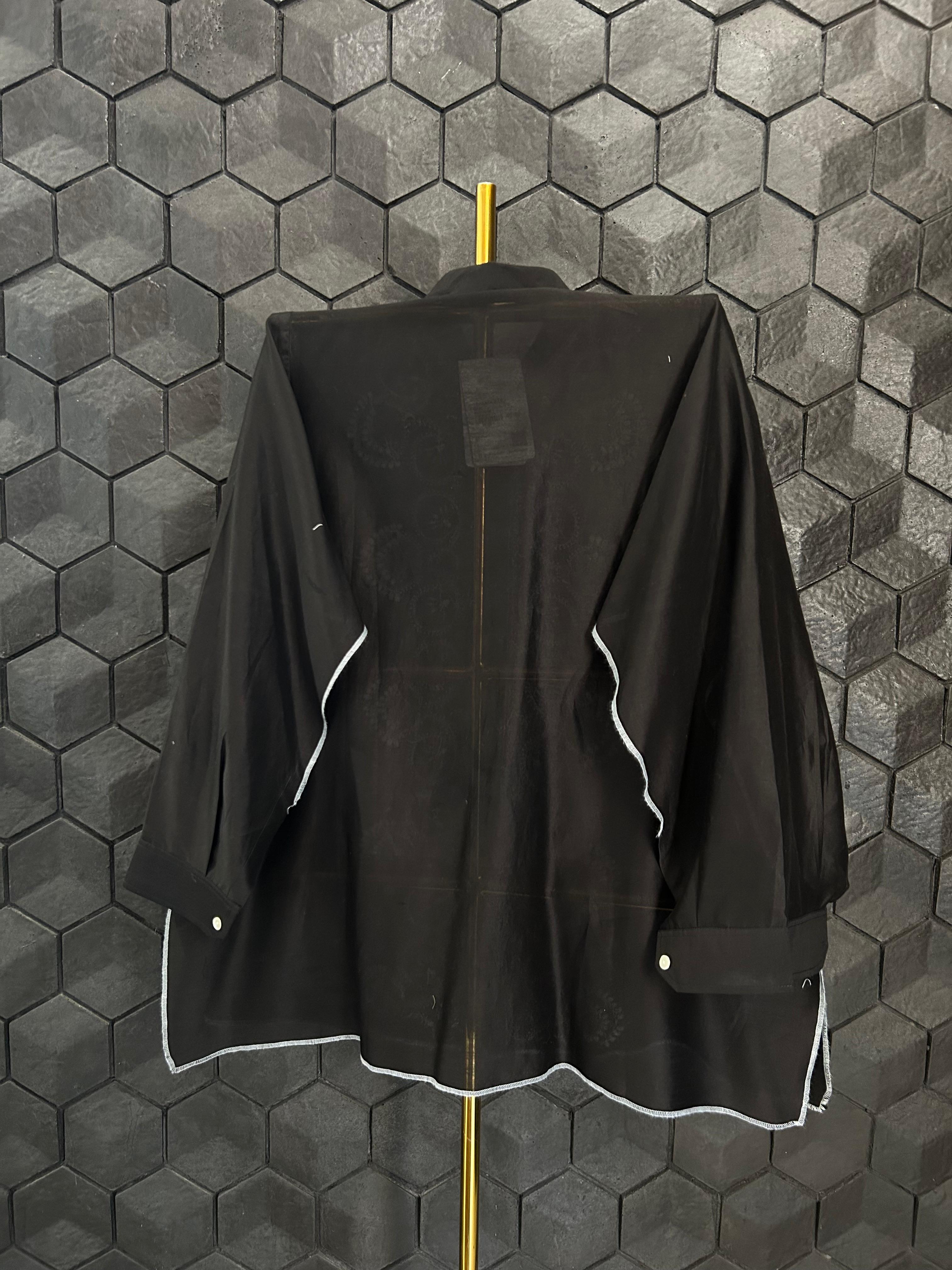 Black chanderi chikankari short shirt