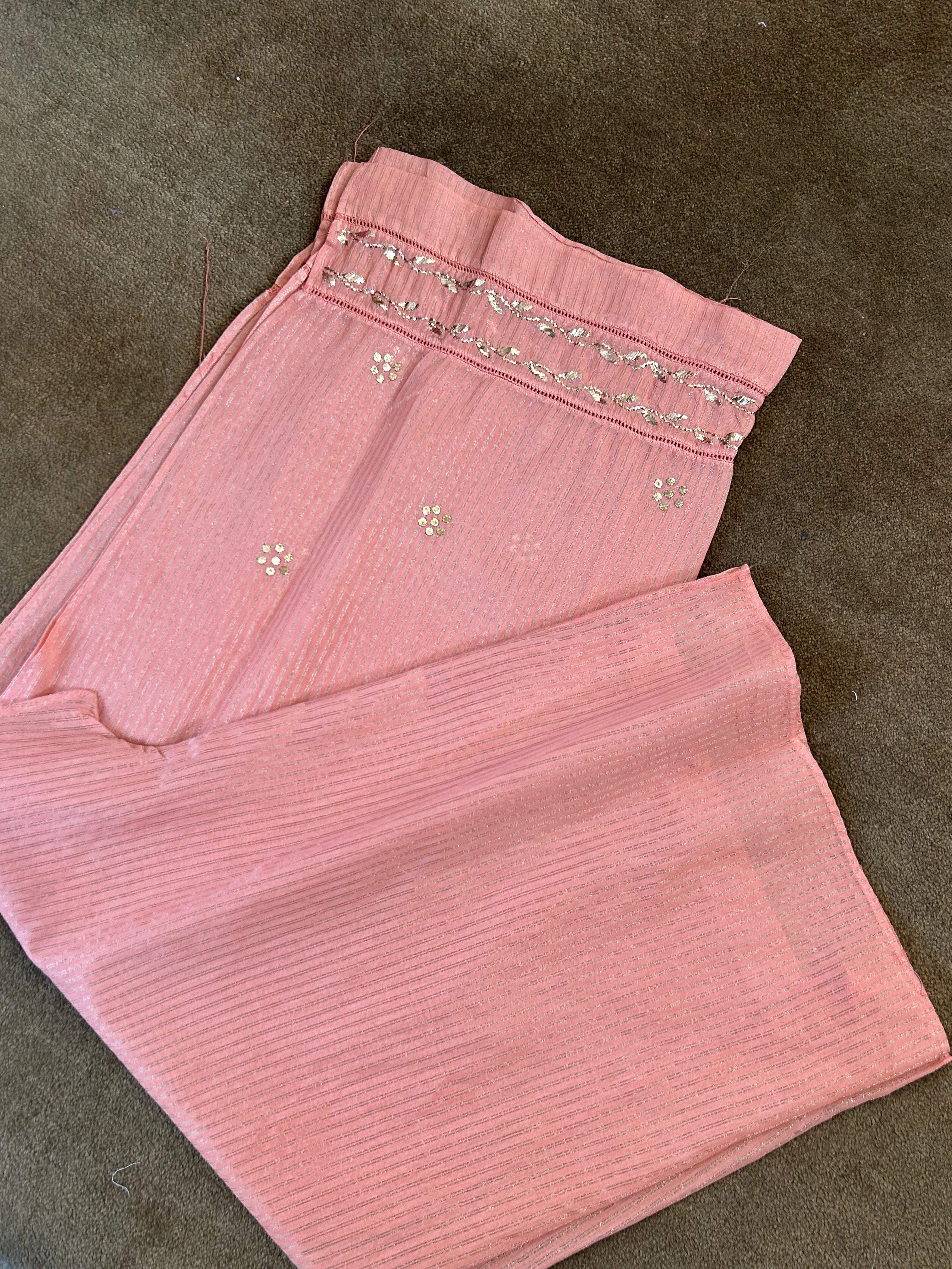 Peach tissue mukaish co-ord set