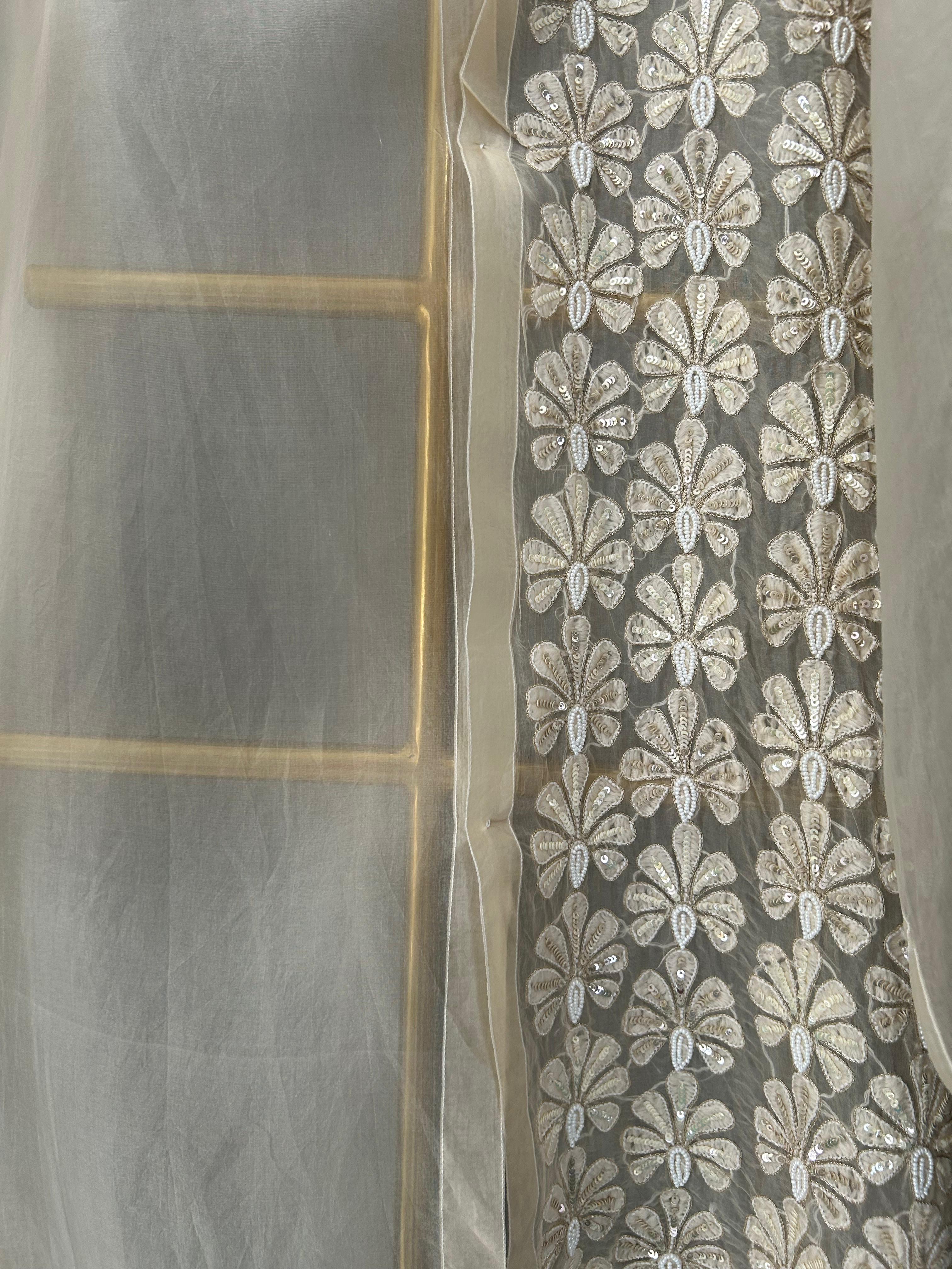 Light Brown organza chikankari shirt