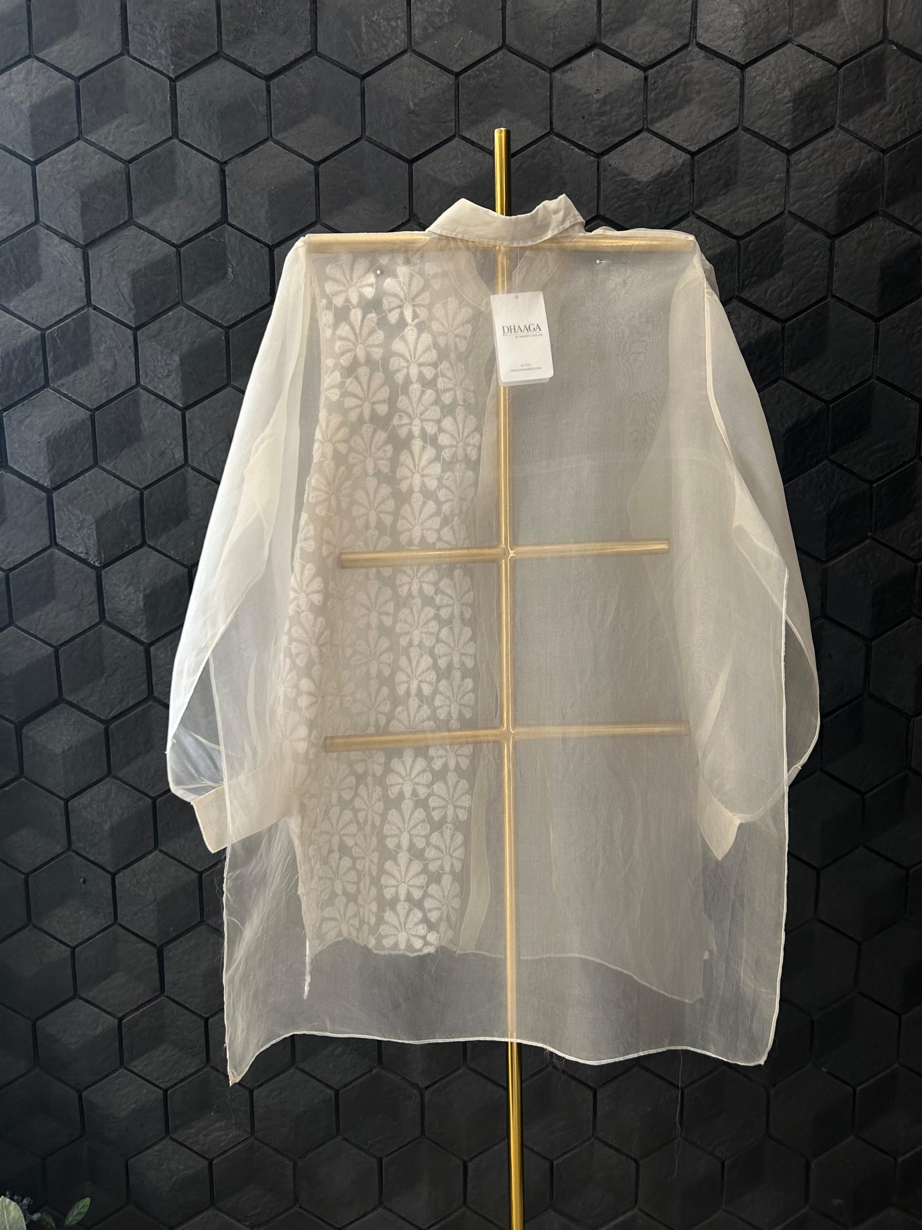 Light Brown organza chikankari shirt