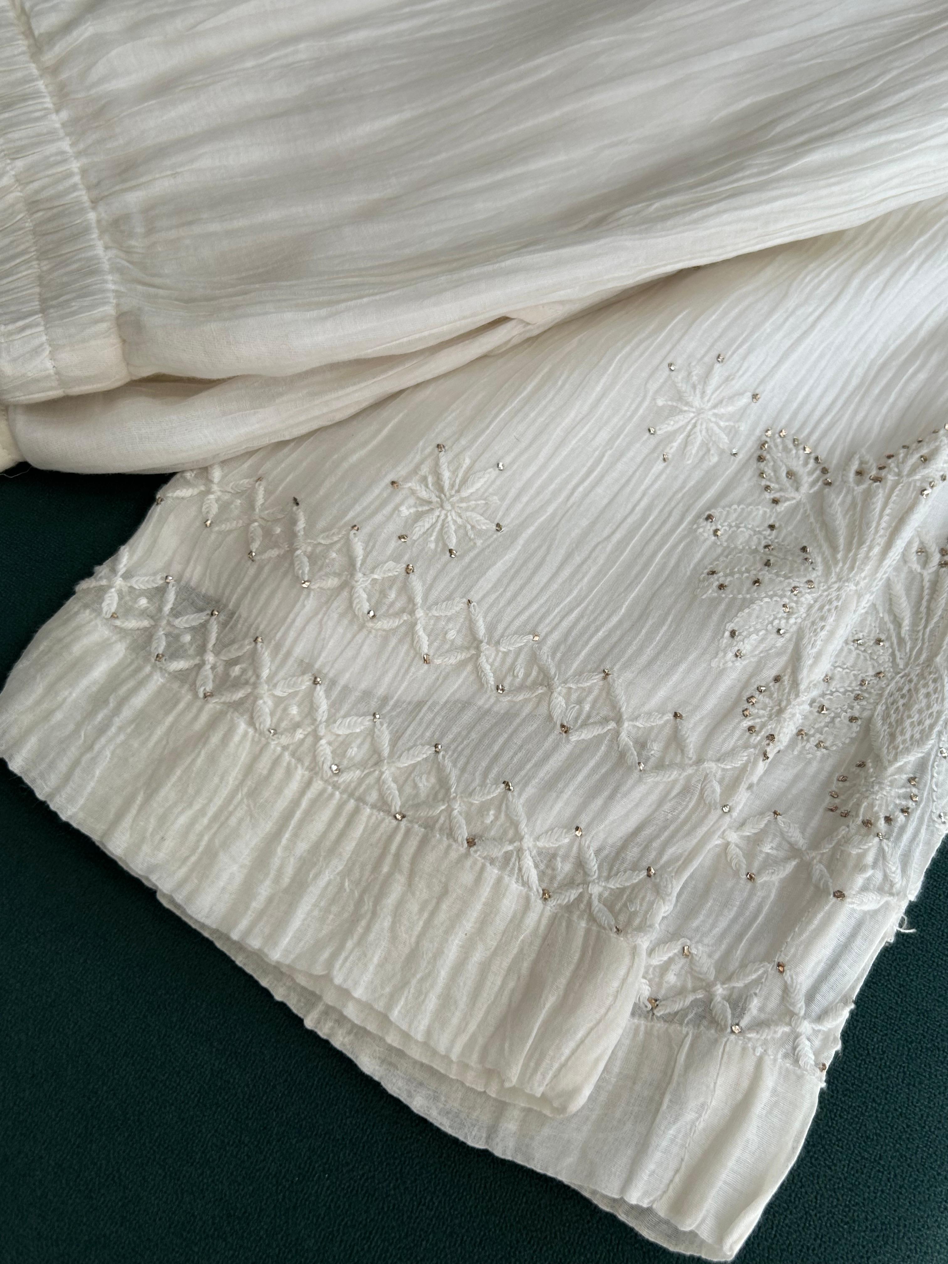 White mul chanderi chikankari co-ord set