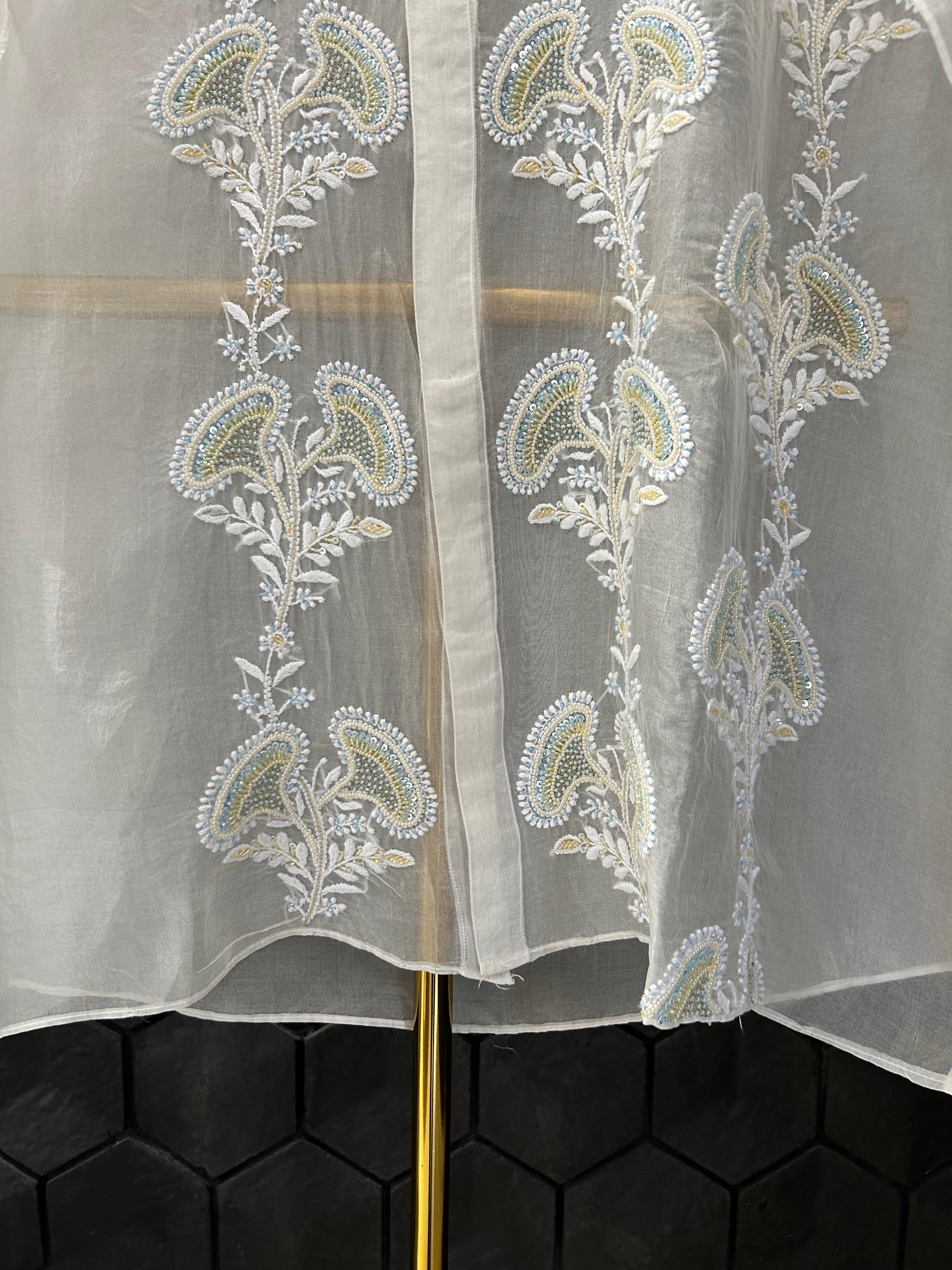 White organza chikankari shirt