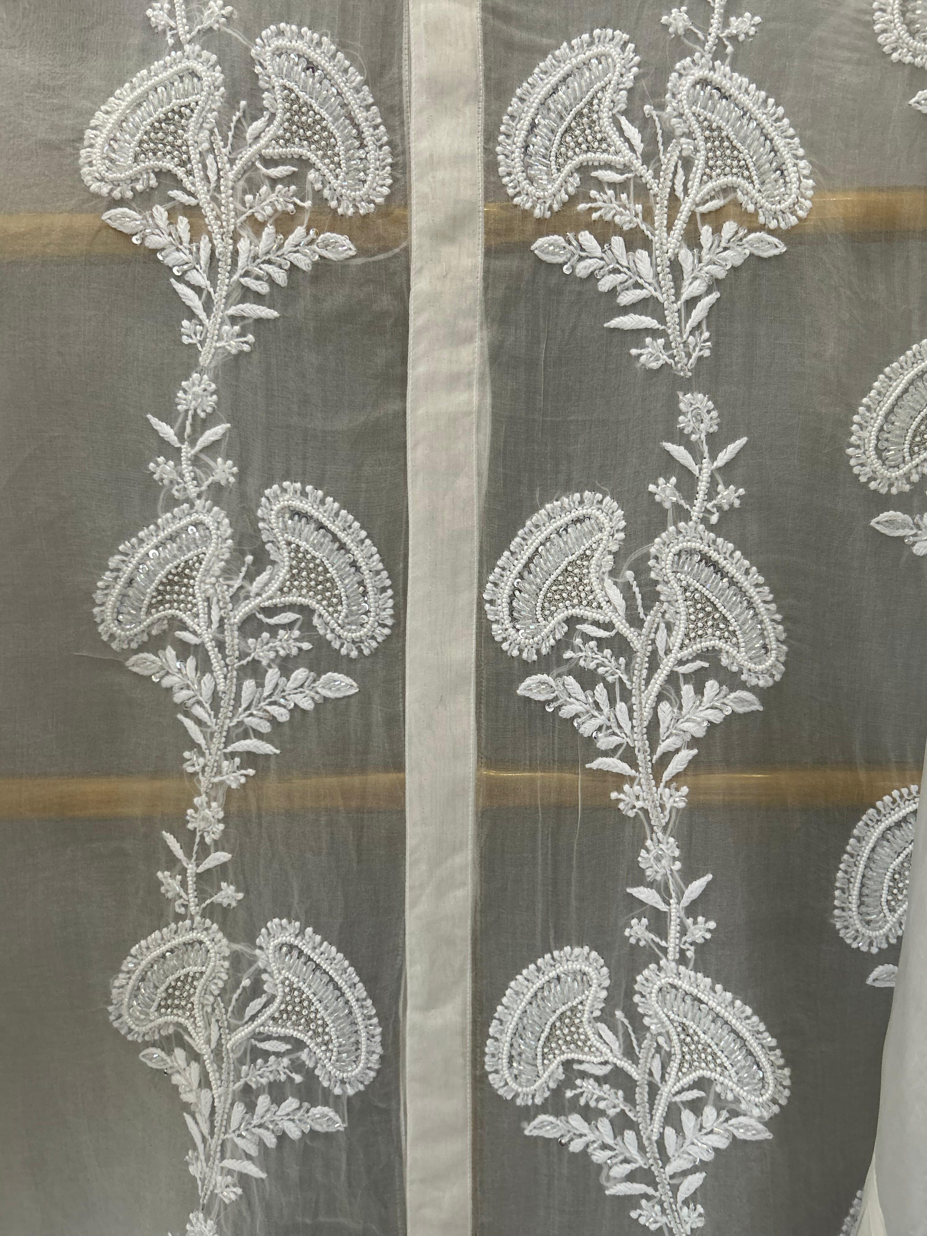 White organza chikankari shirt