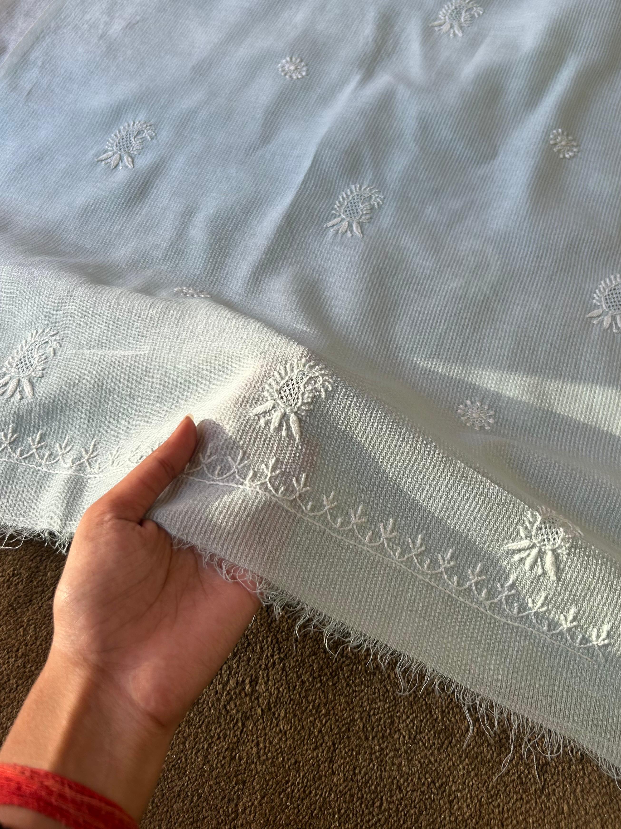 Sea green chanderi chikankari mens kurta