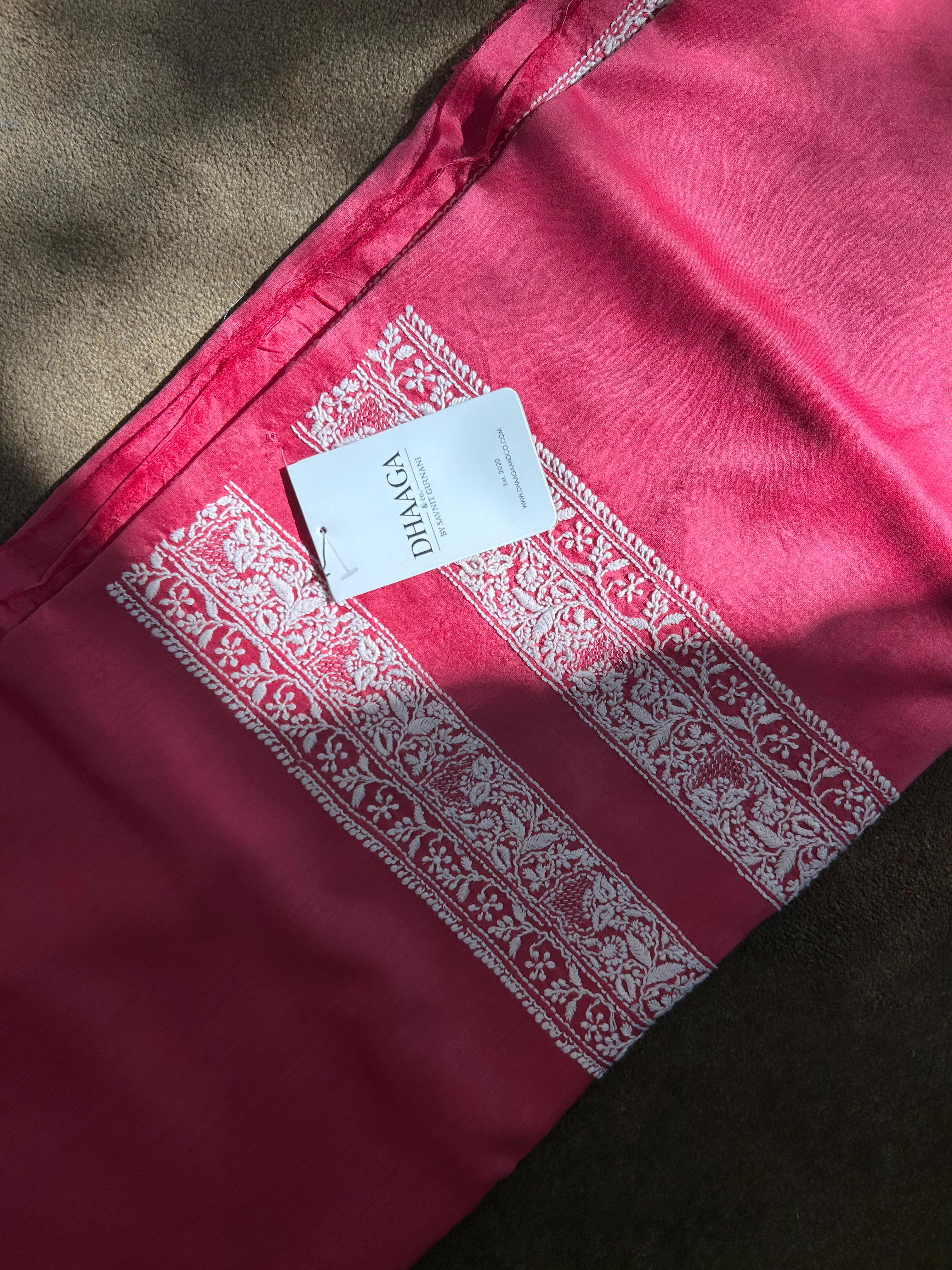 Cherry red chanderi chikankari kurta