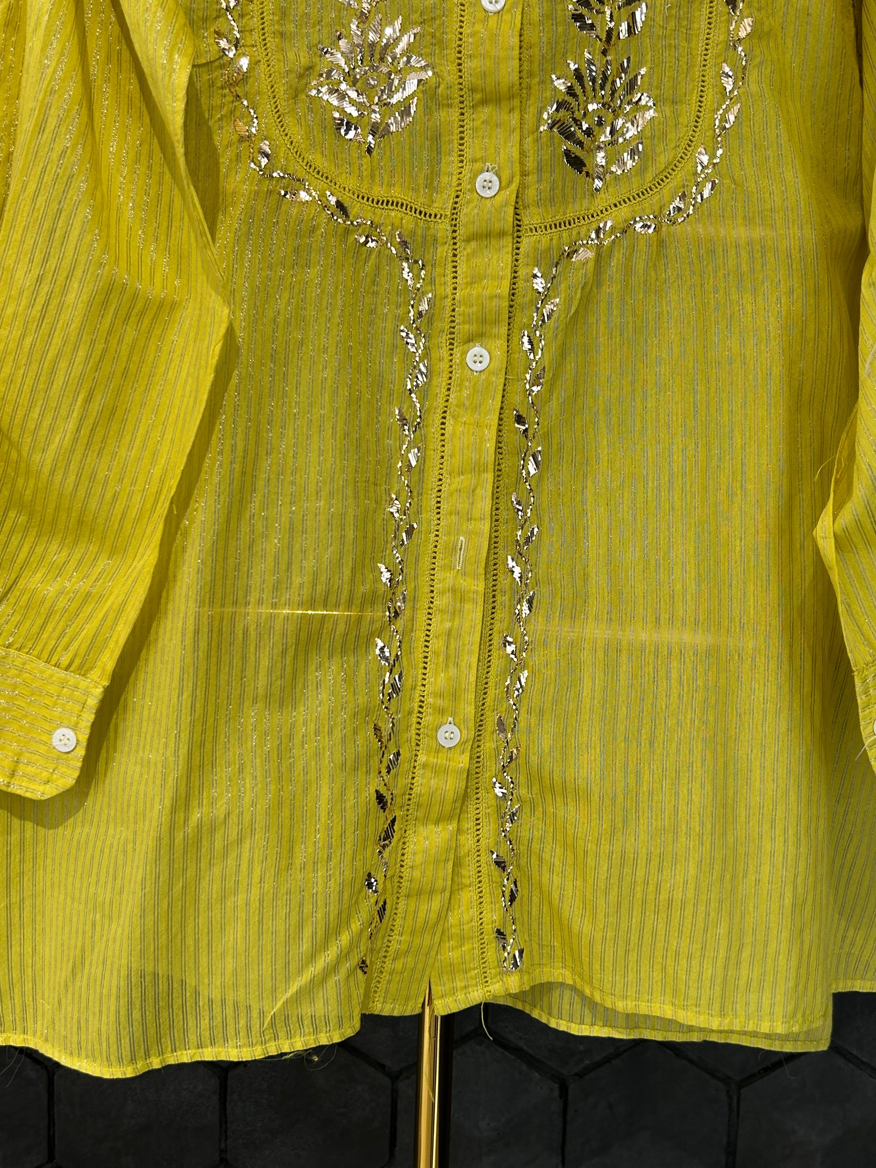 Lime green tissue mukaish co-ord set