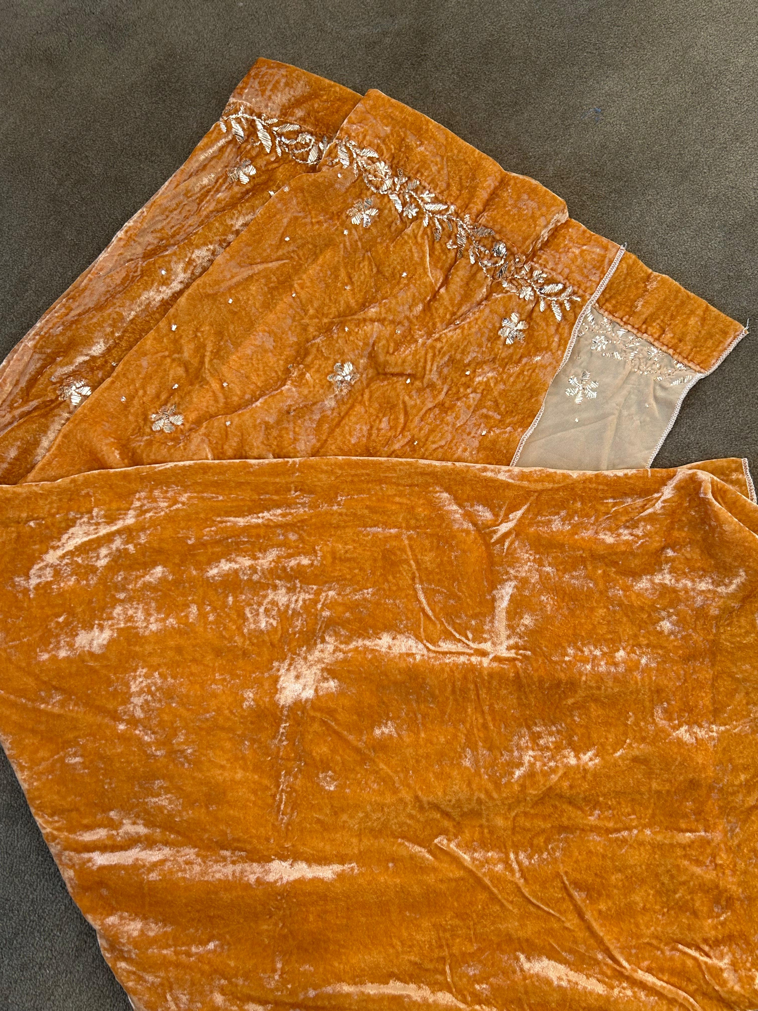 Mustard velvet mukaish kurta set