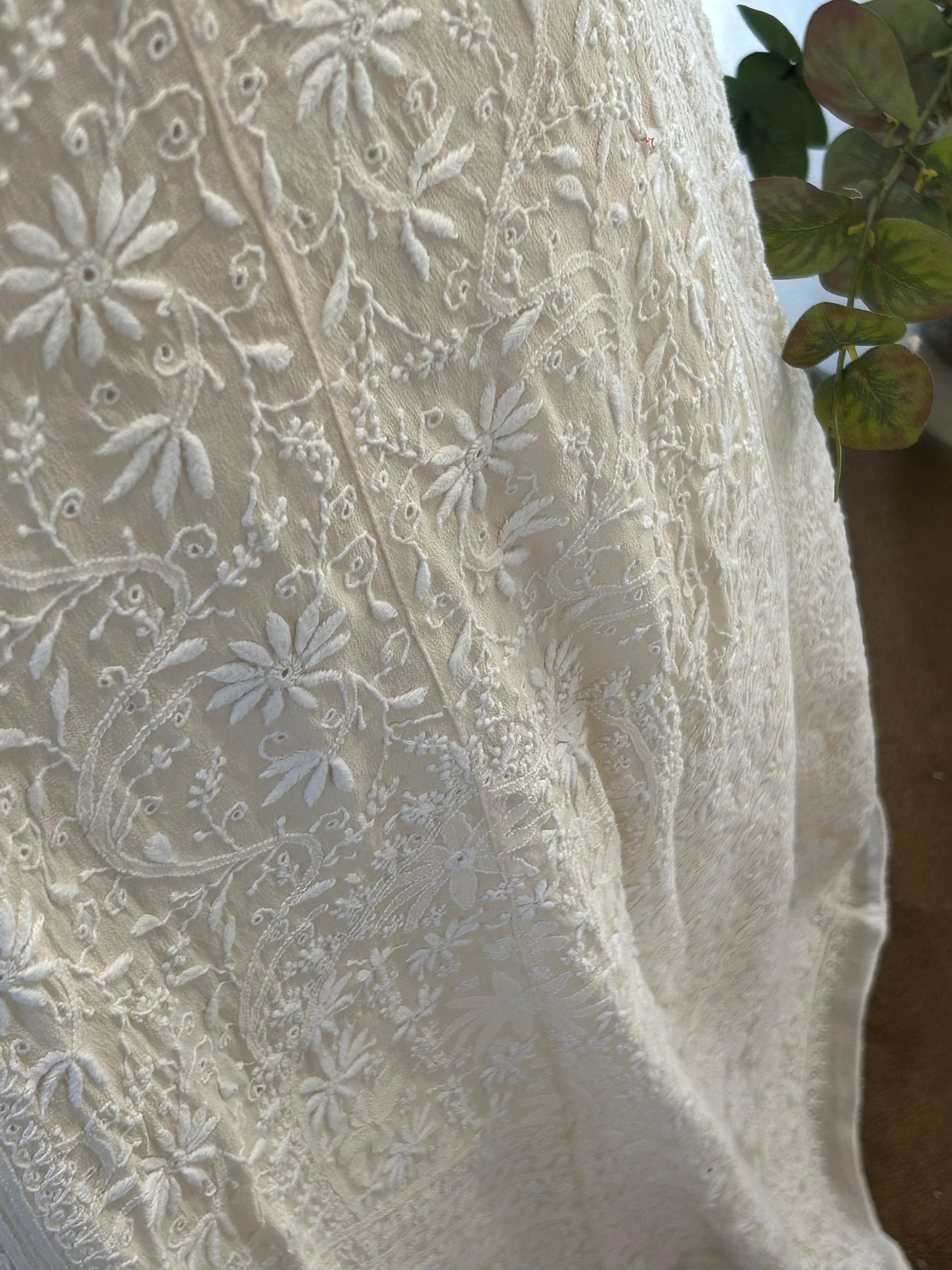 White Georgette Chikankari Skirt