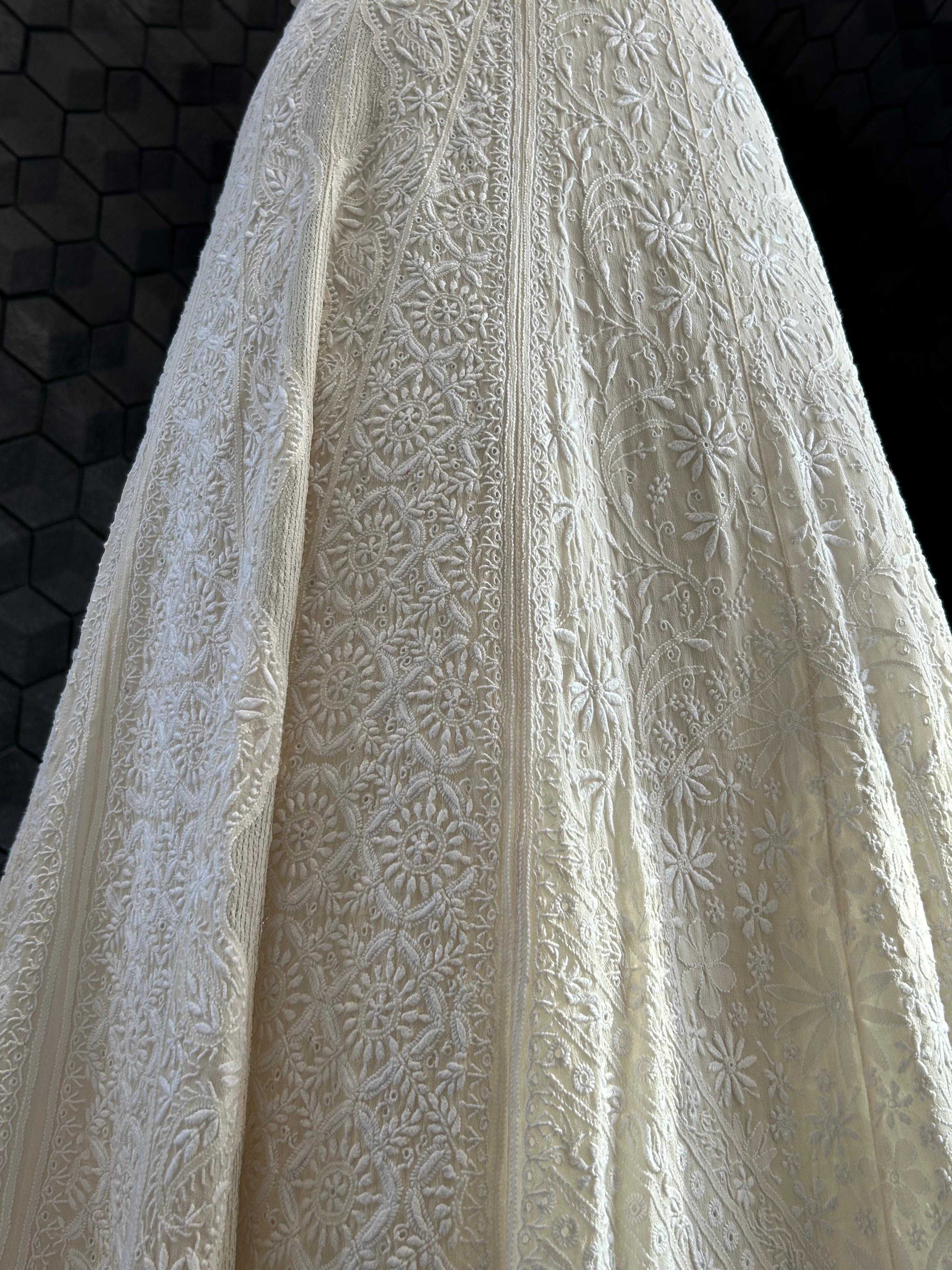 White Georgette Chikankari Skirt