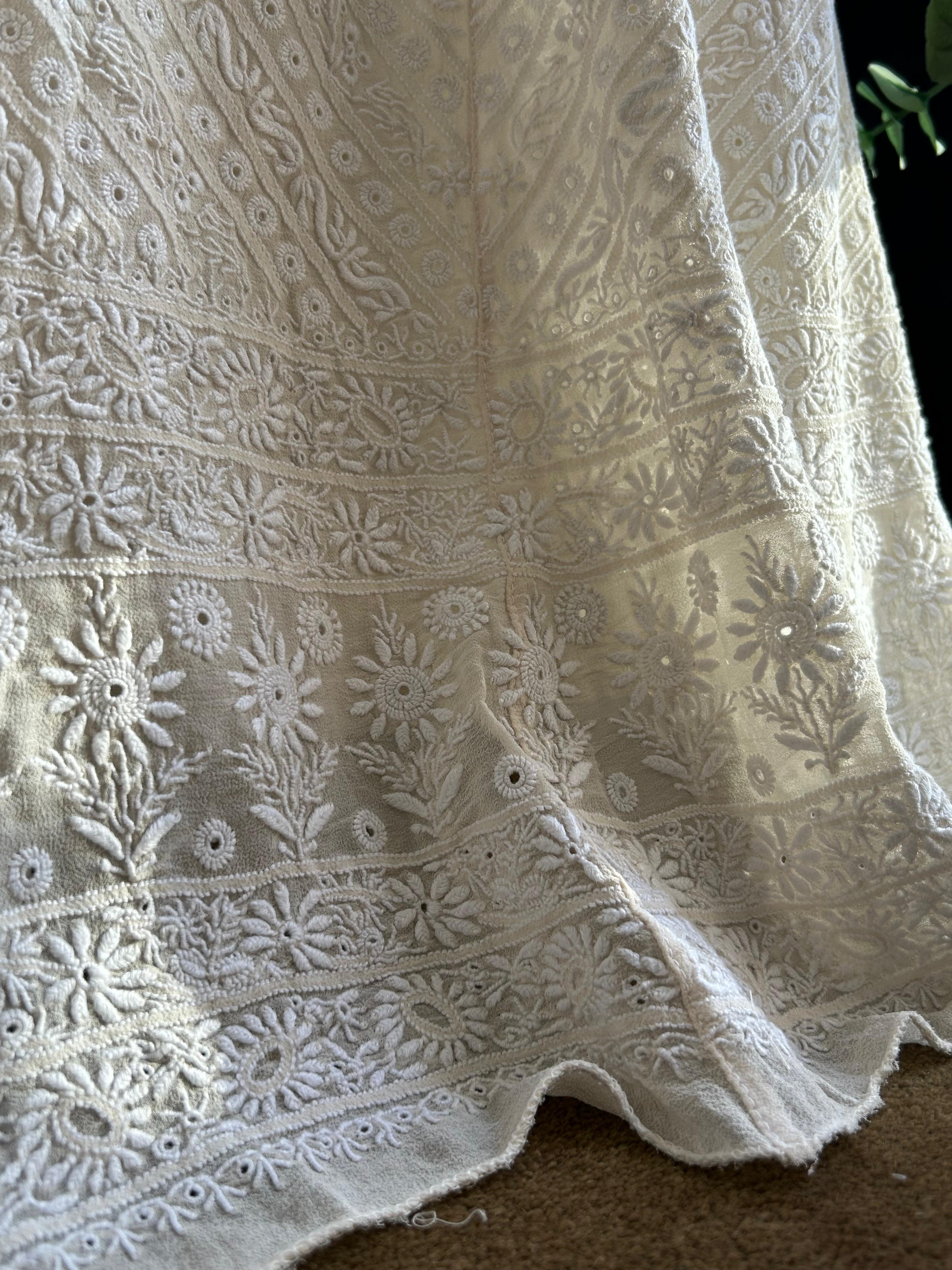 White Georgette Chikankari Skirt