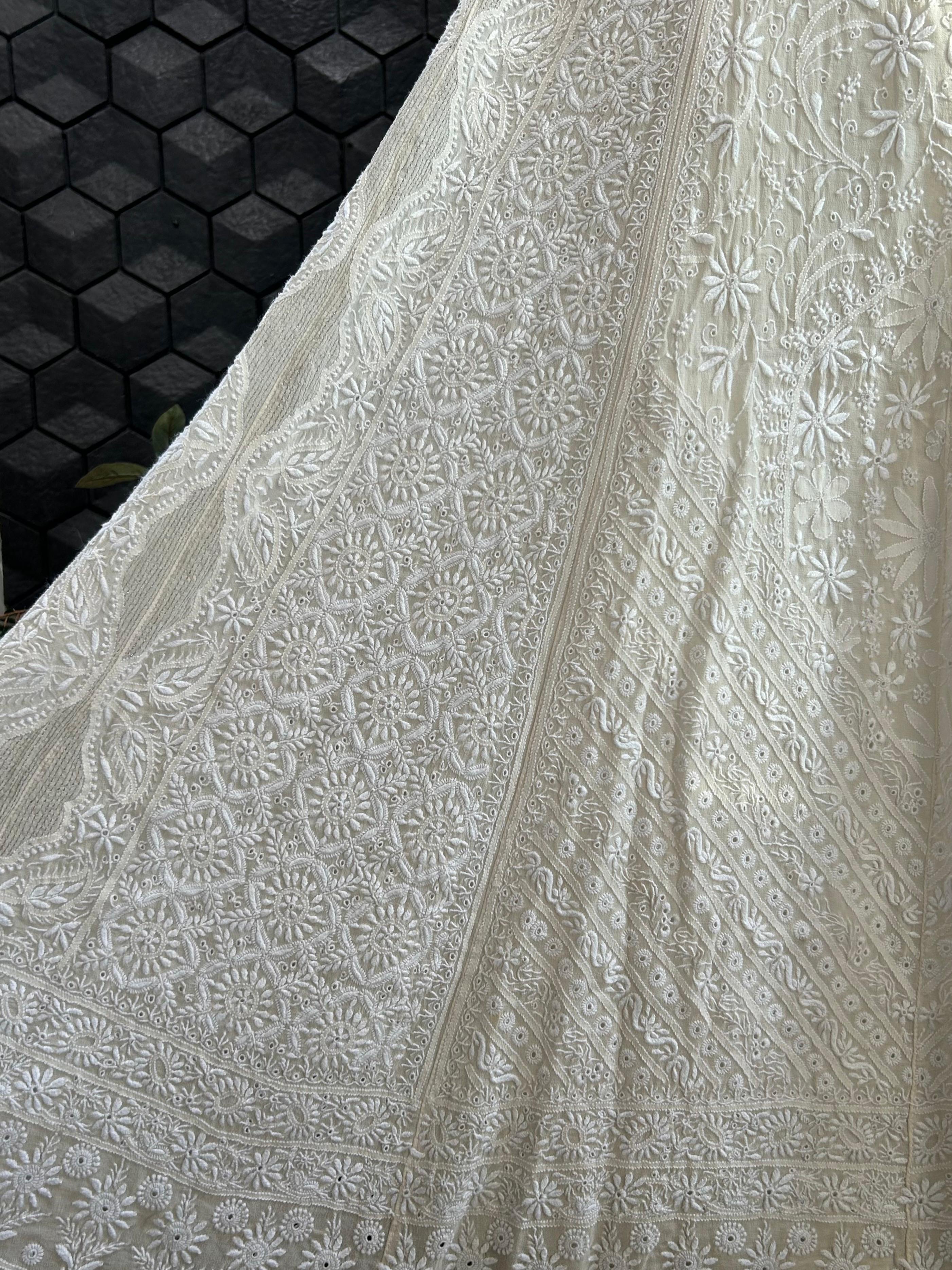 White Georgette Chikankari Skirt