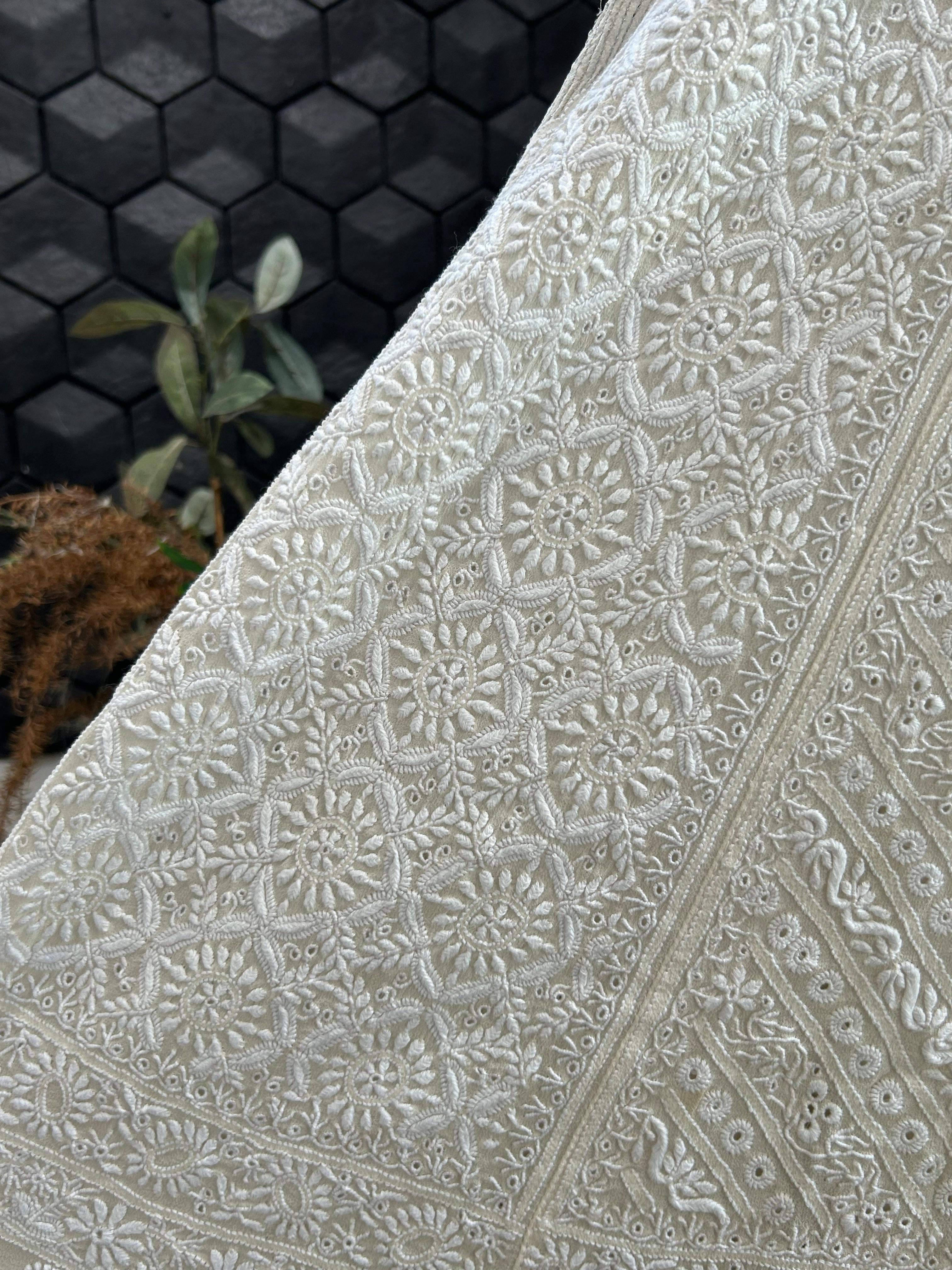 White Georgette Chikankari Skirt