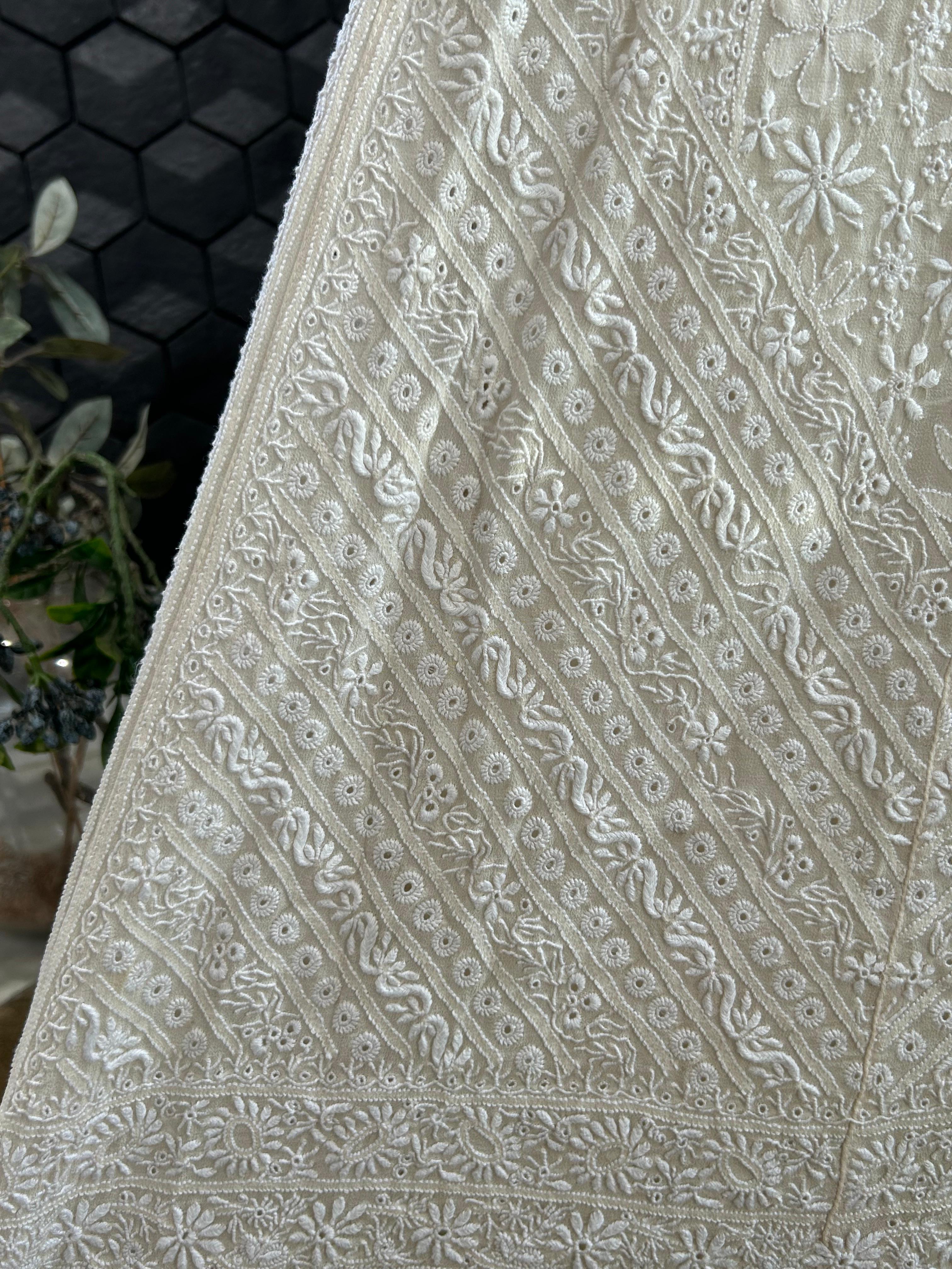 White Georgette Chikankari Skirt