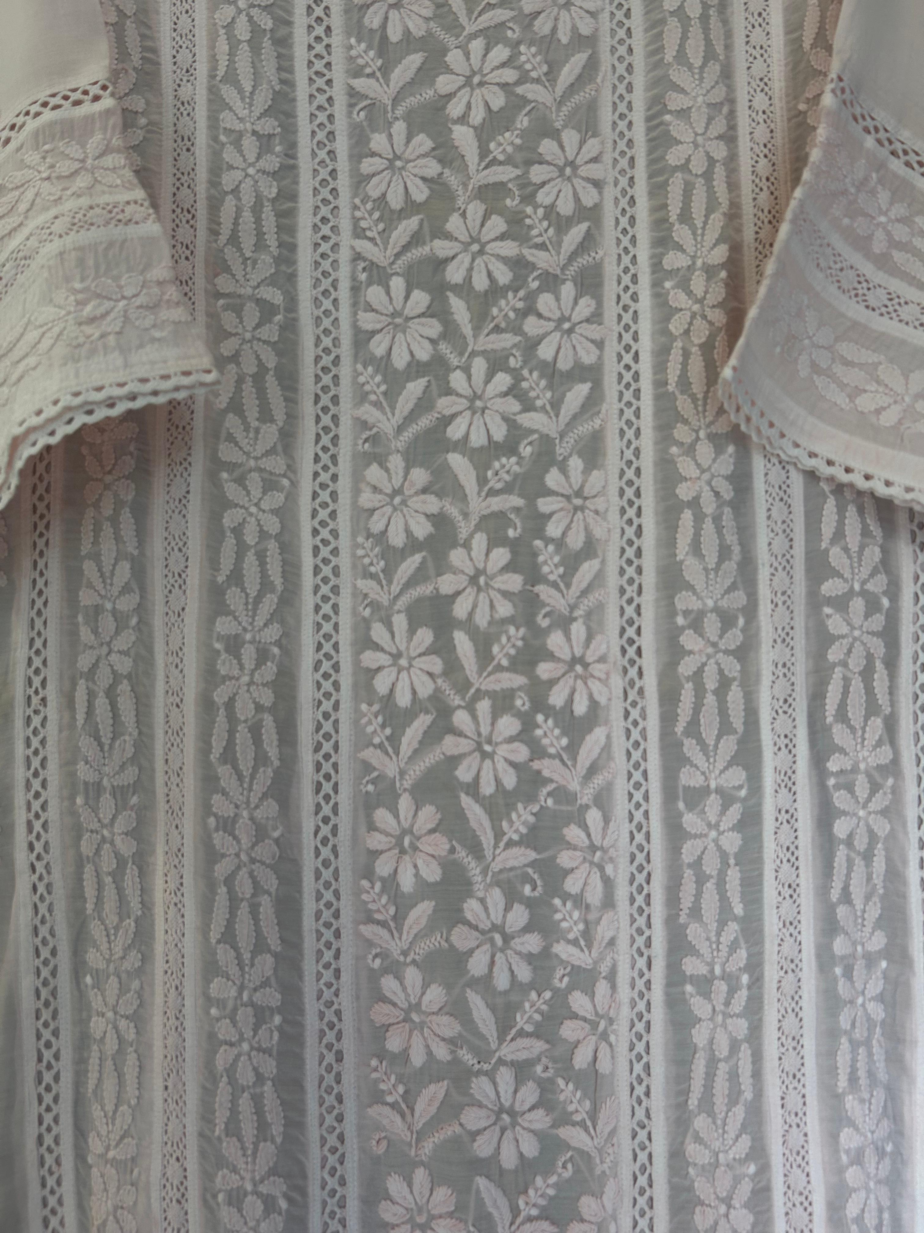 Pink mul chanderi chikankari kurti