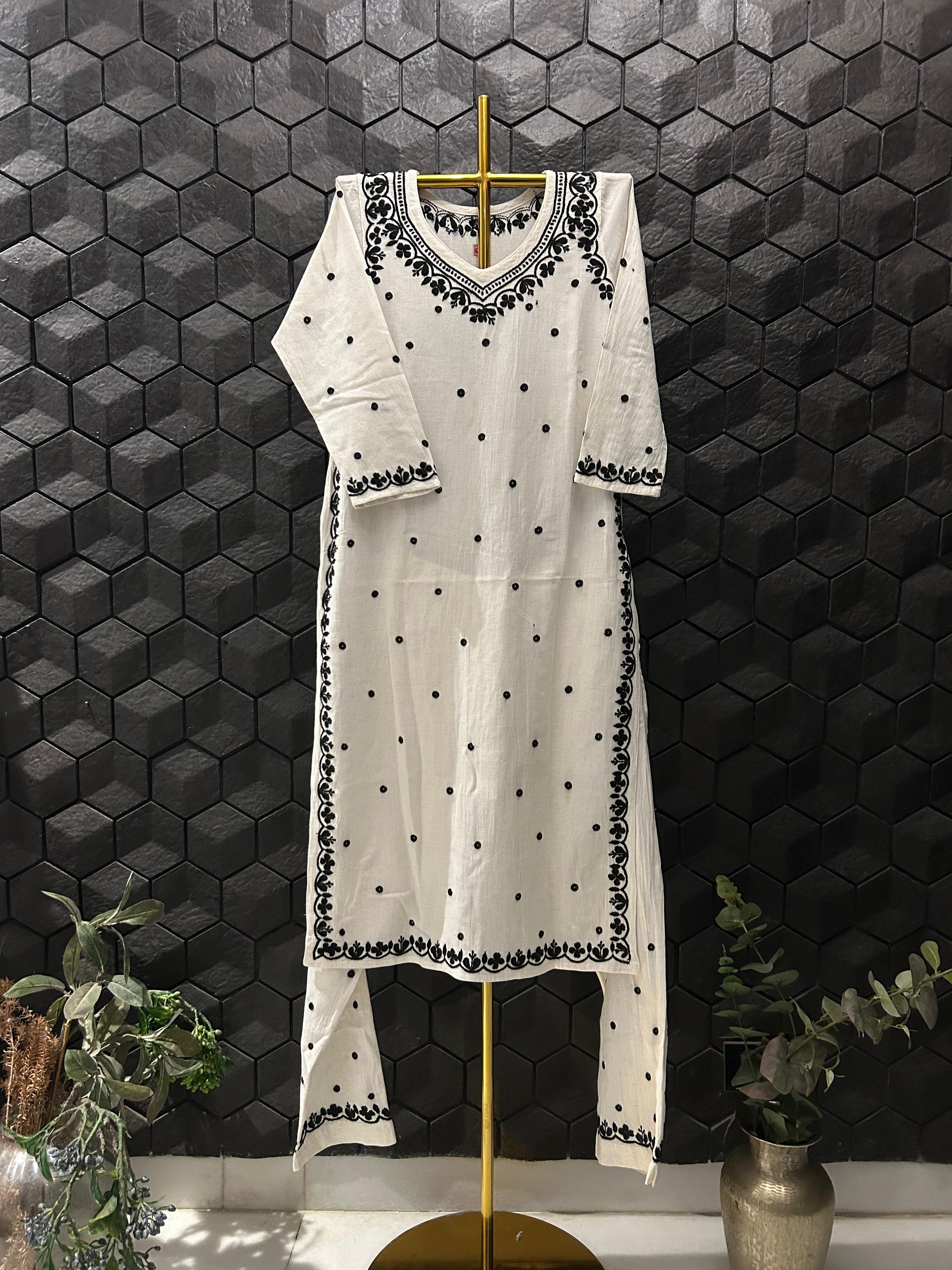 White Lenin chikankari co-ord set