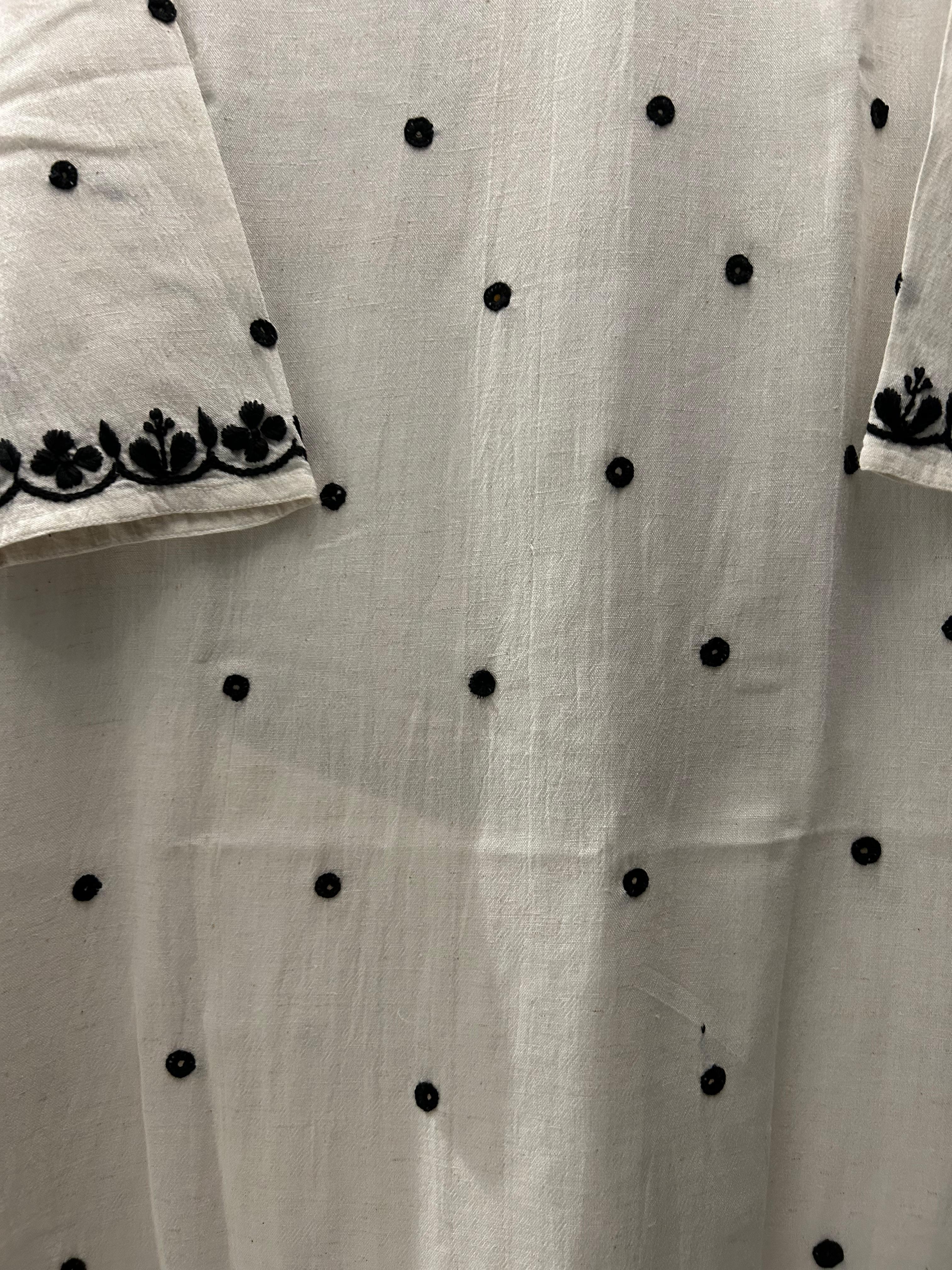 White Lenin chikankari co-ord set