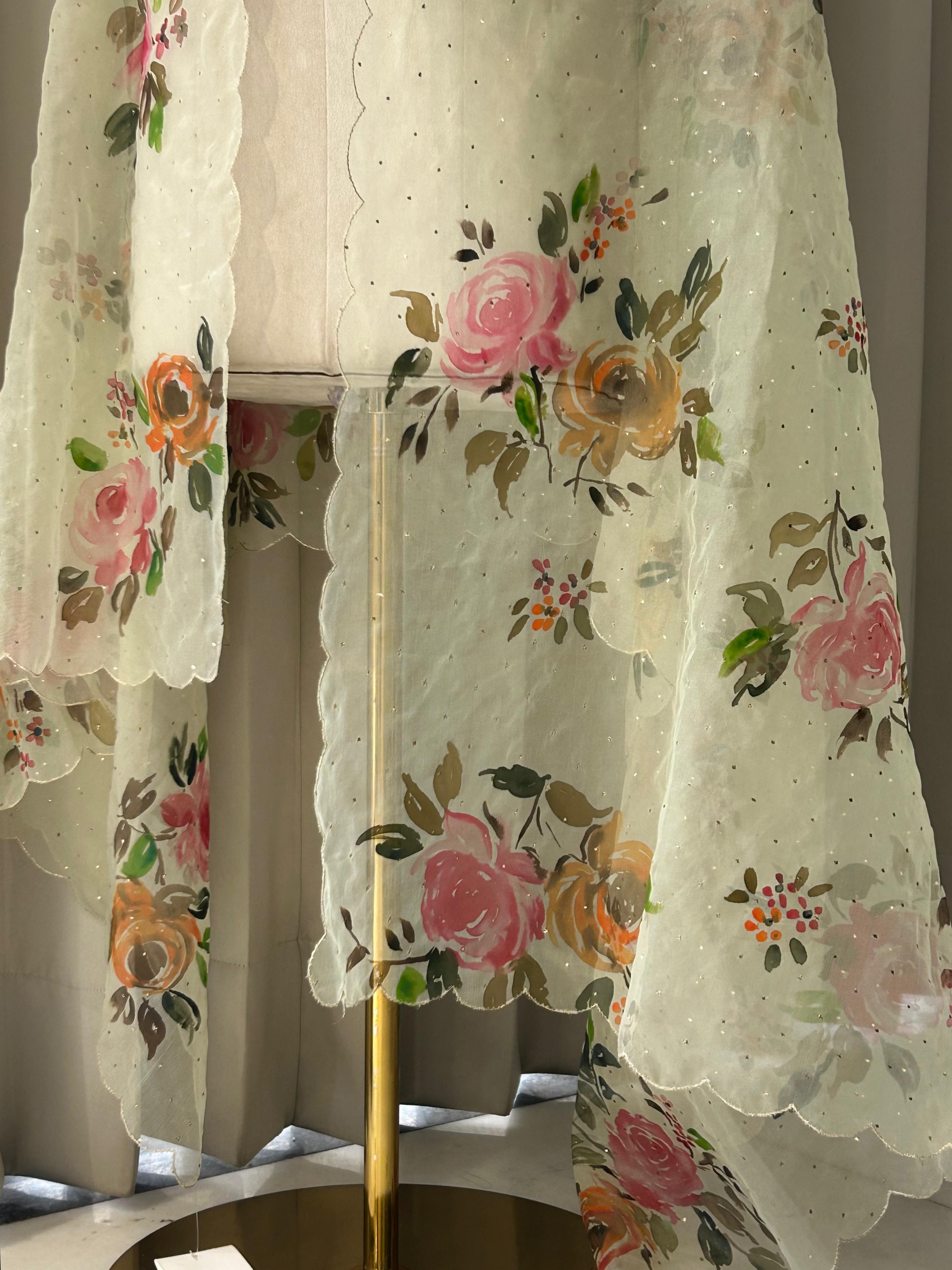 Green organza chikankari dupatta