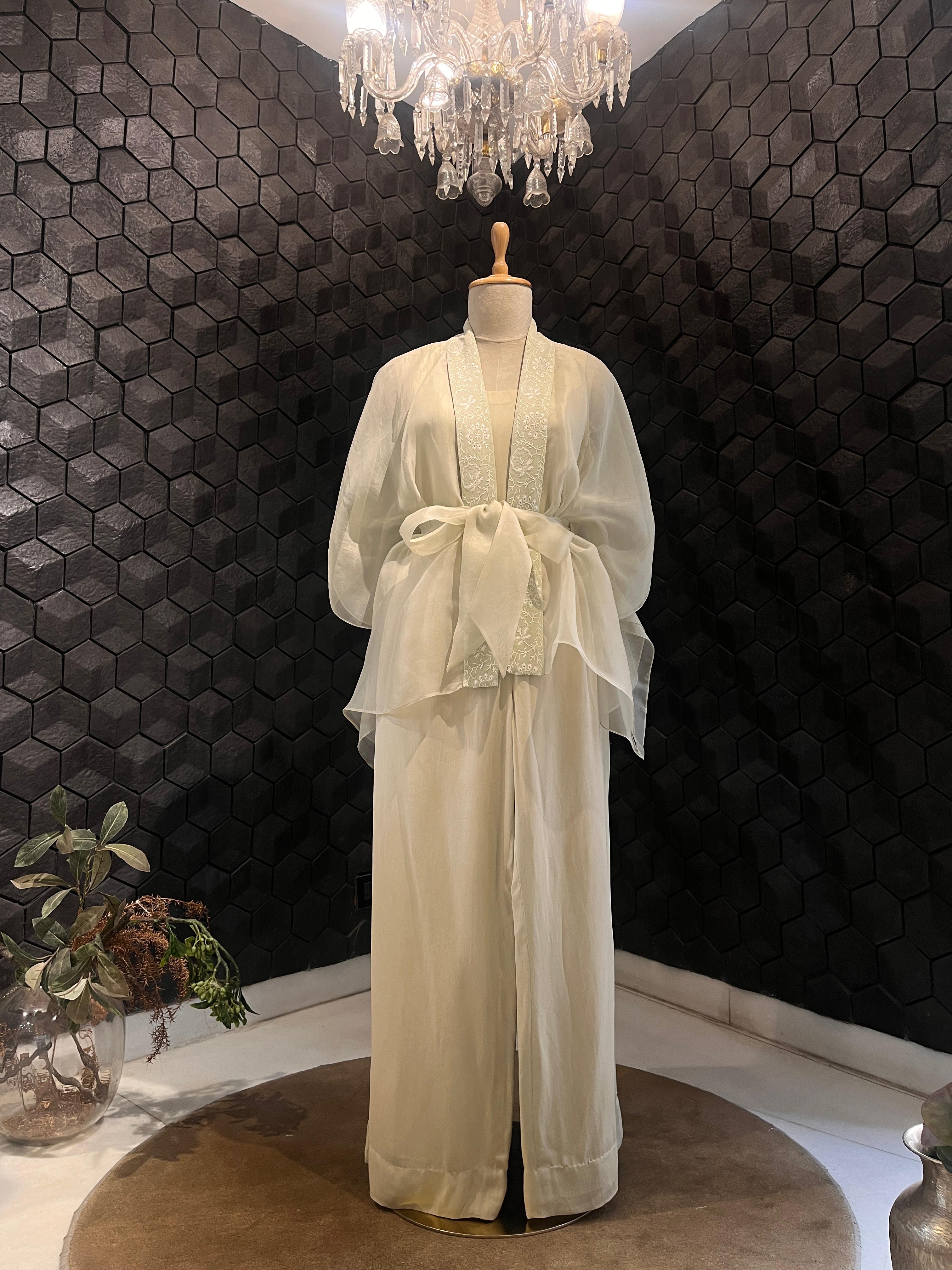 Ivory organza chikankari co-ord set