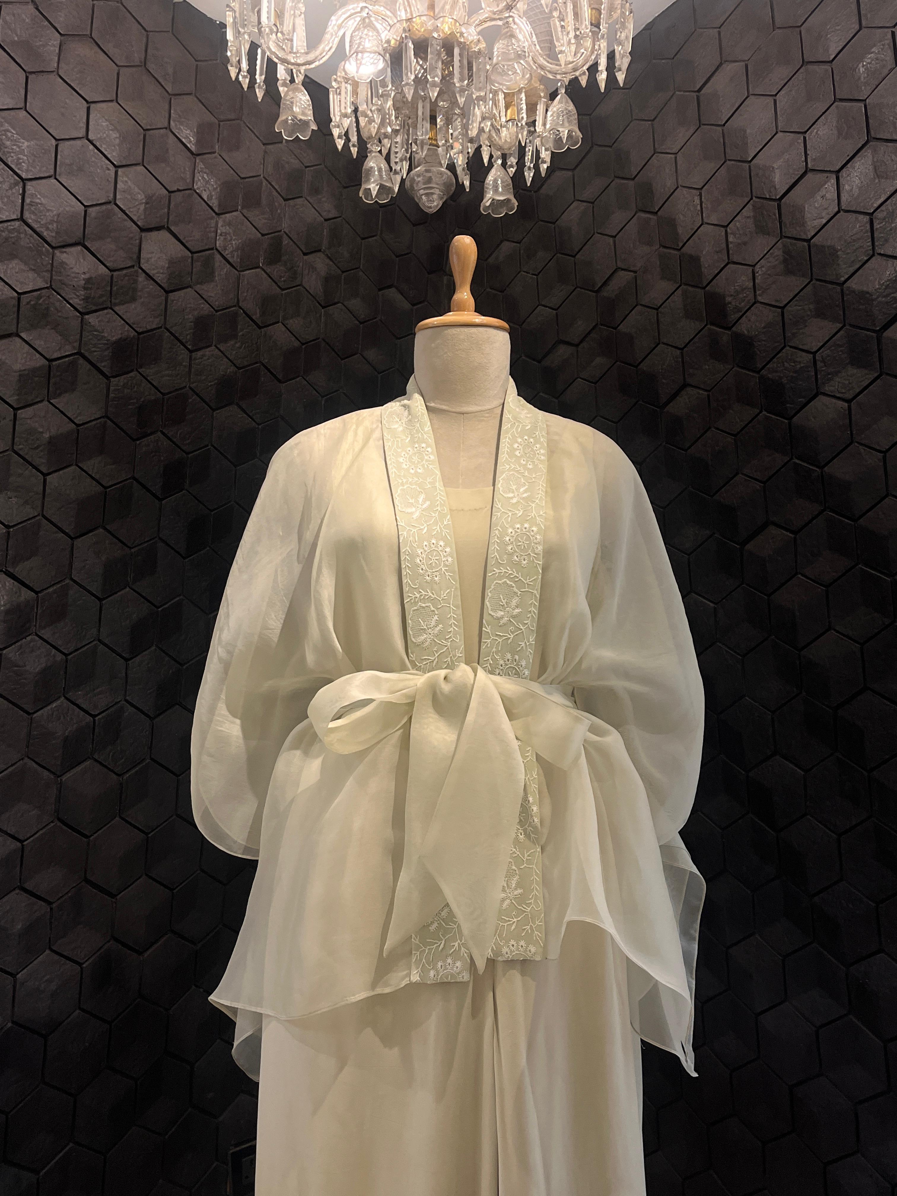 Ivory organza chikankari co-ord set