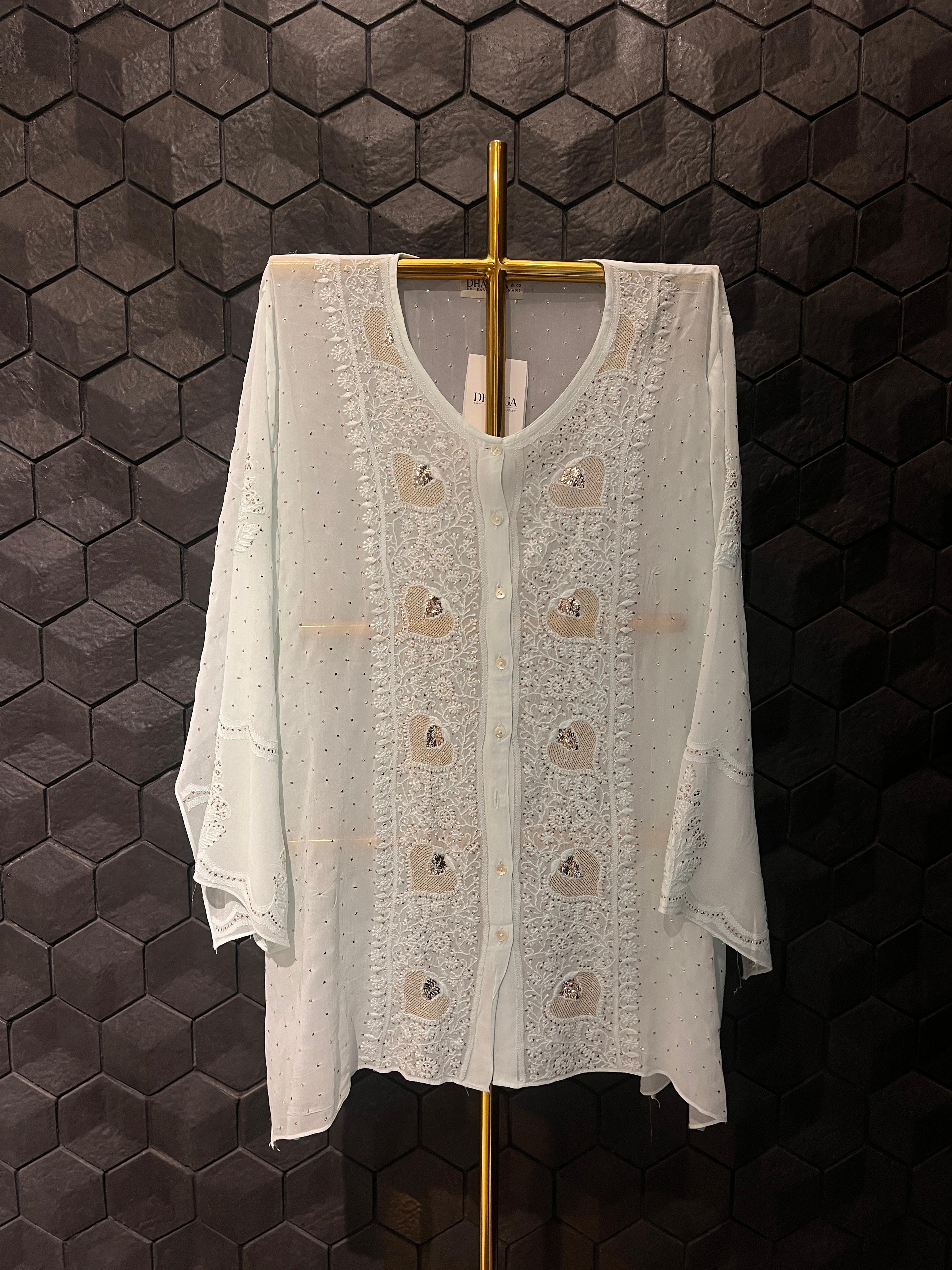 Blue Georgette Mukaish Chikankari Co-ord set