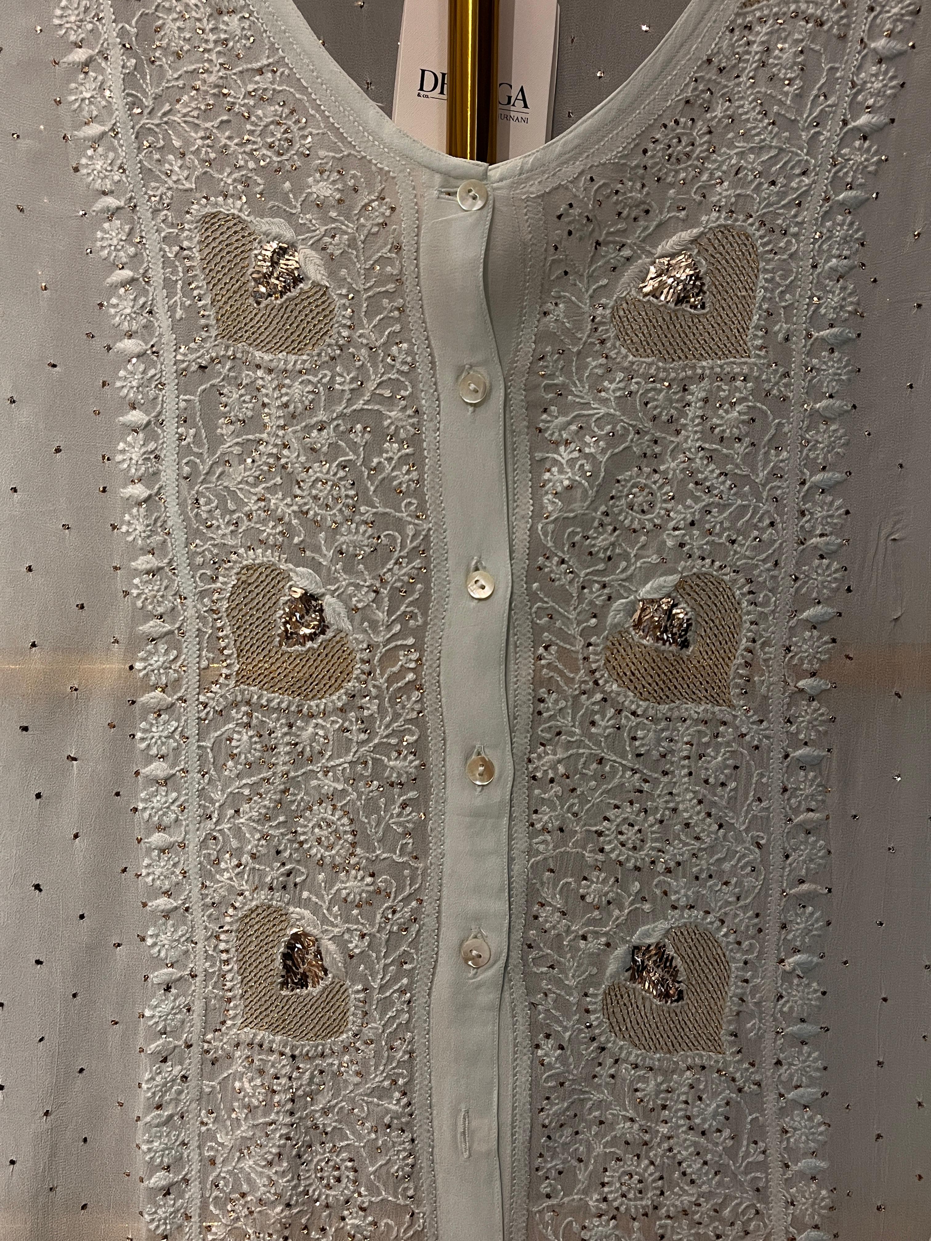 Blue Georgette Mukaish Chikankari Co-ord set