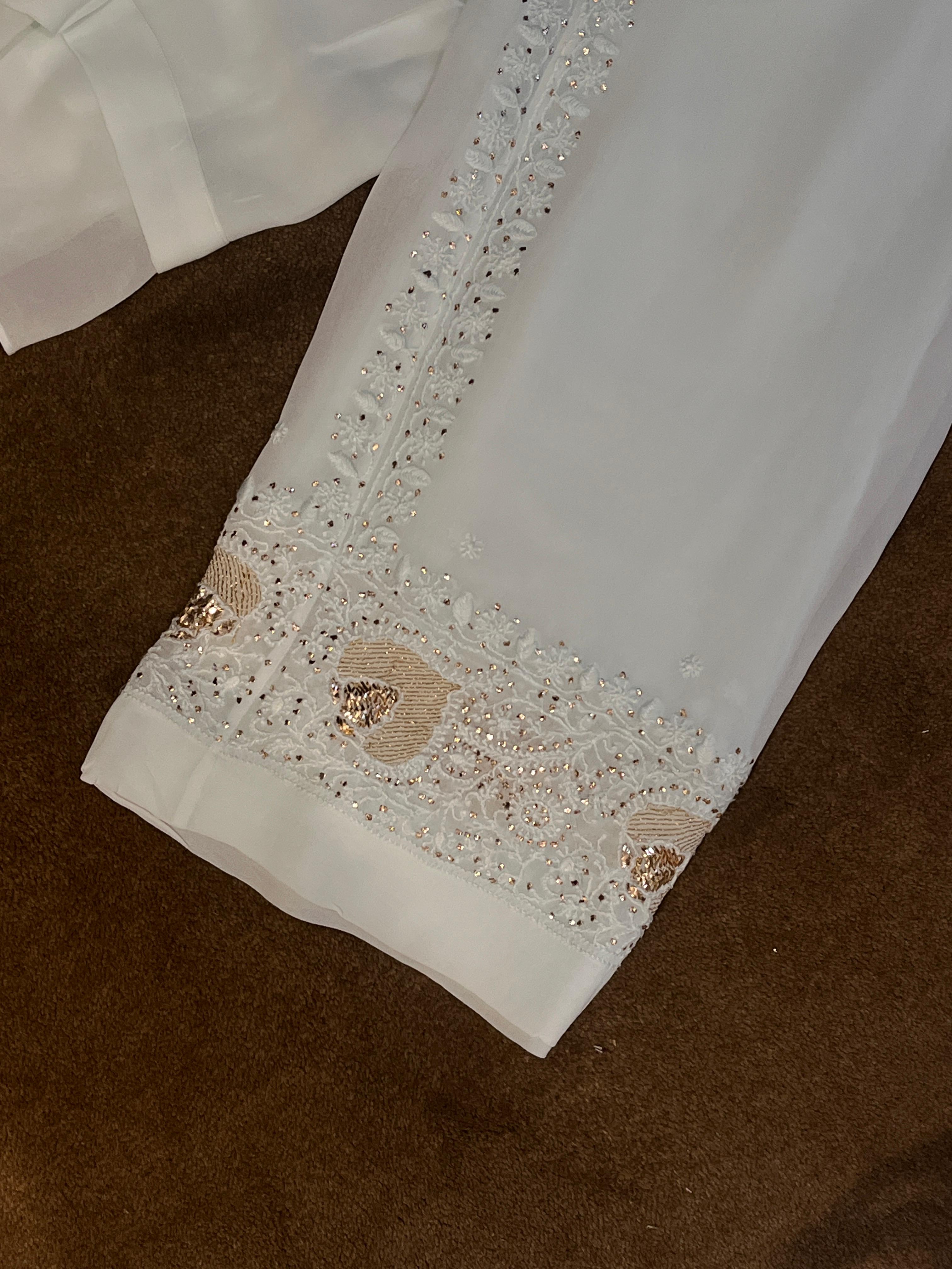 Blue Georgette Mukaish Chikankari Co-ord set