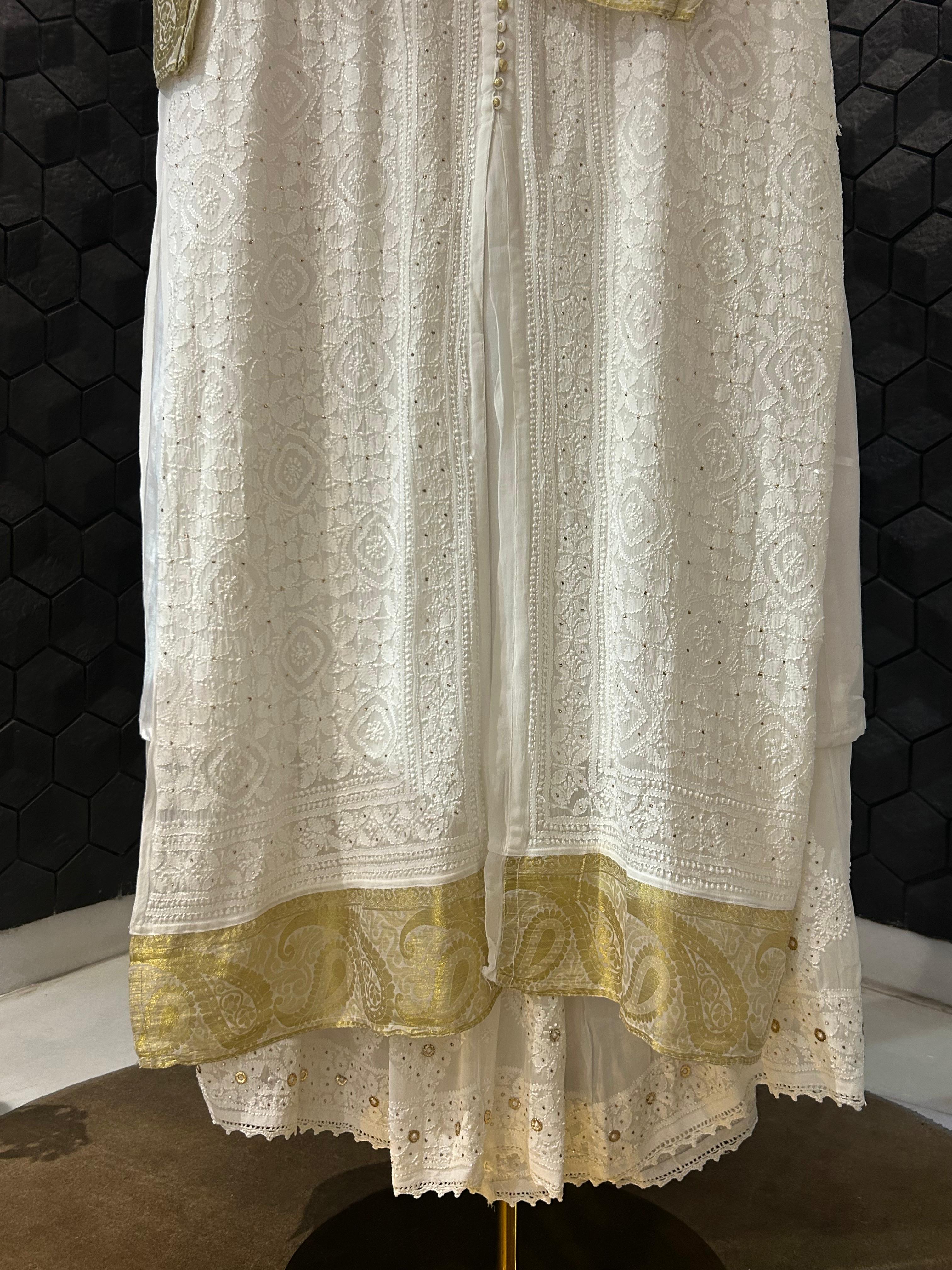 White viscose chikankari sharara set