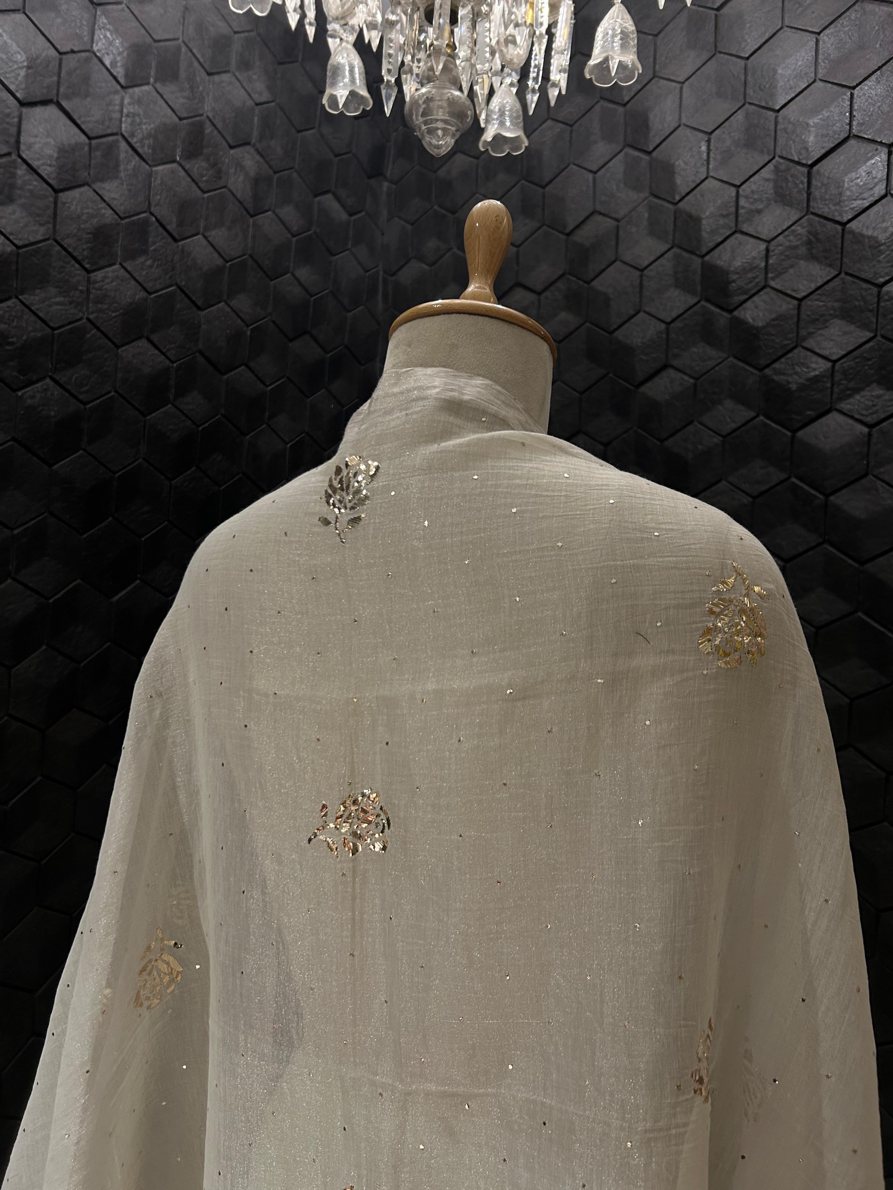 Silver tissue dupatta