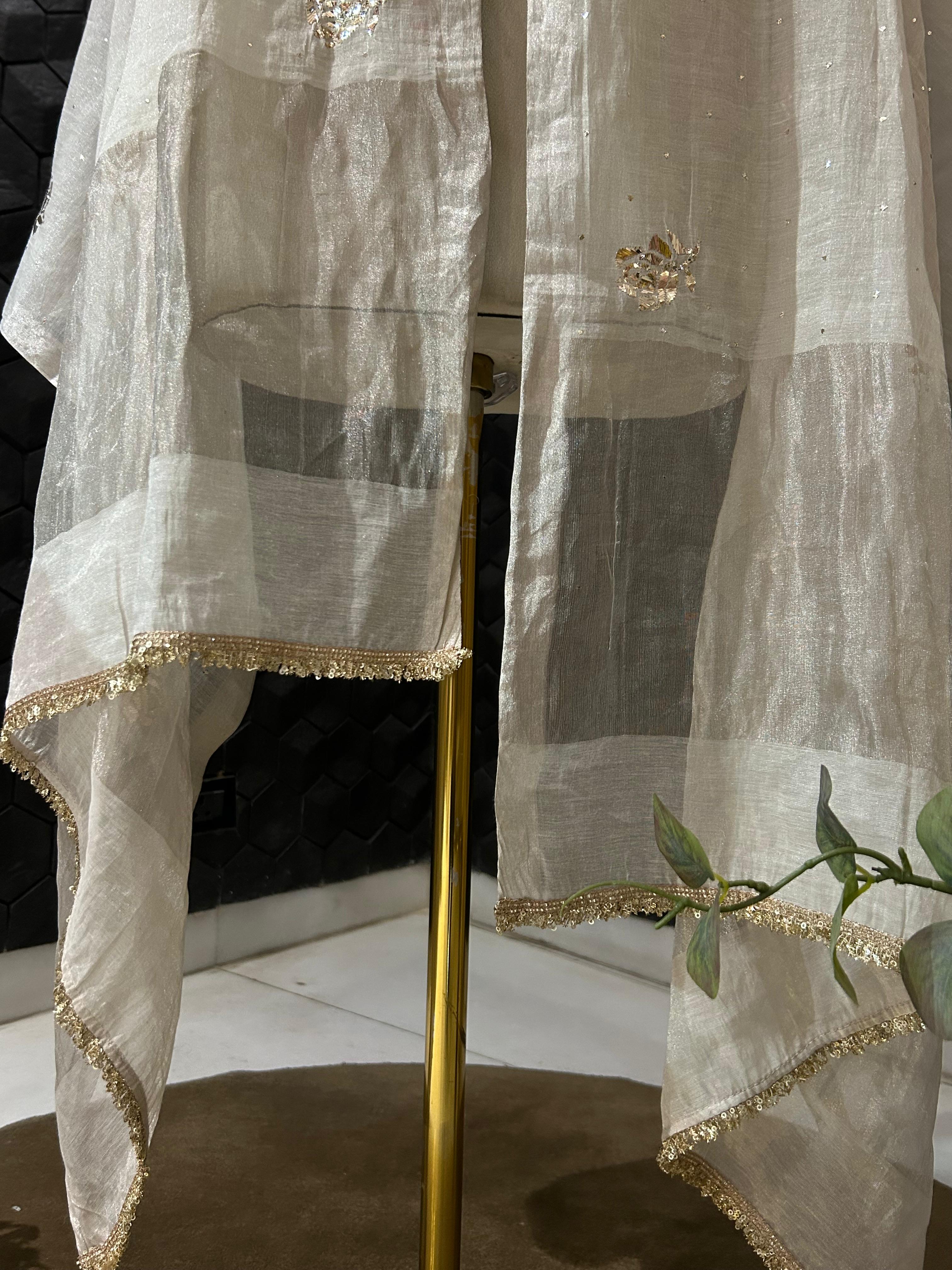 Silver tissue dupatta