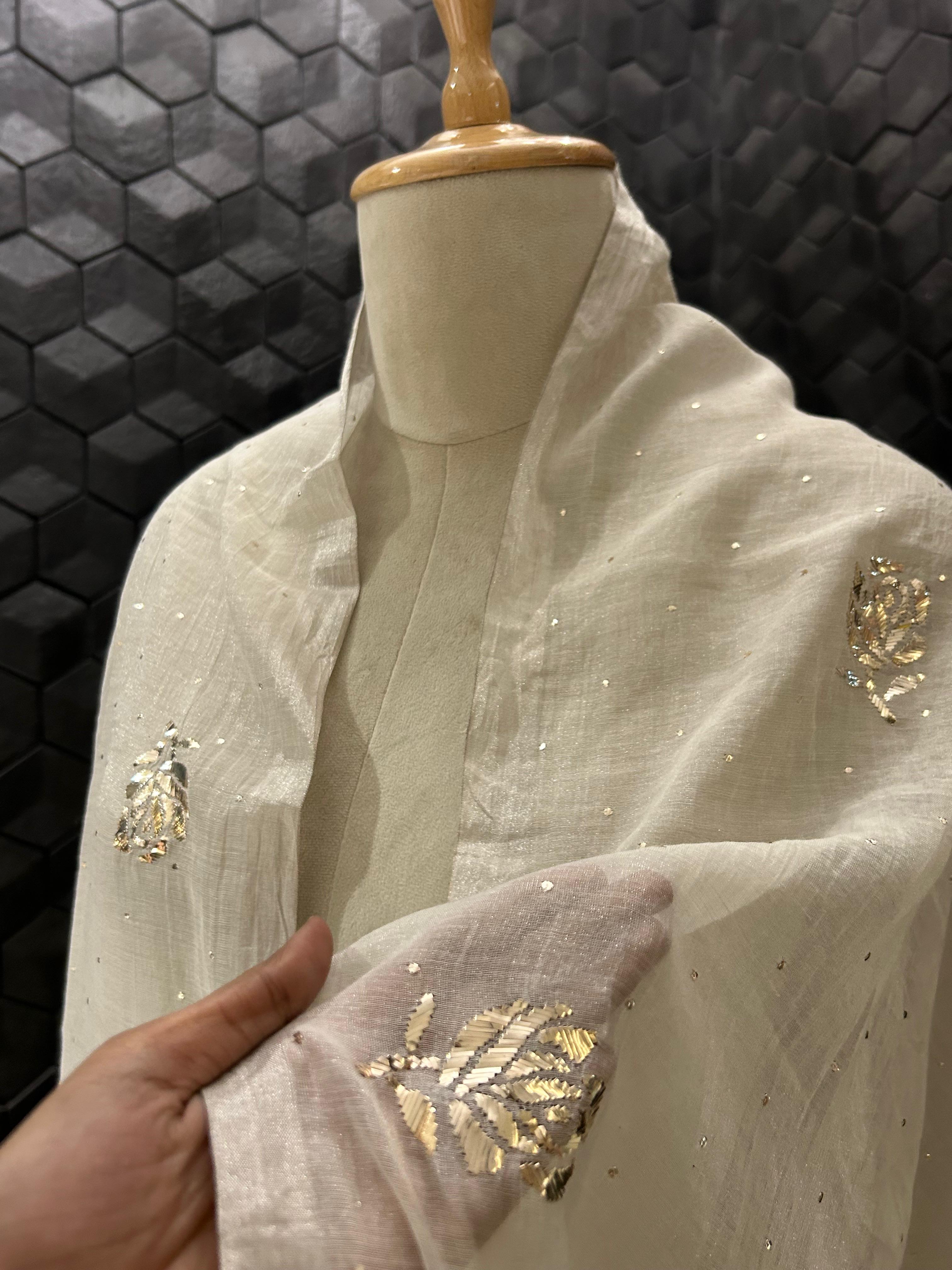 Silver tissue dupatta