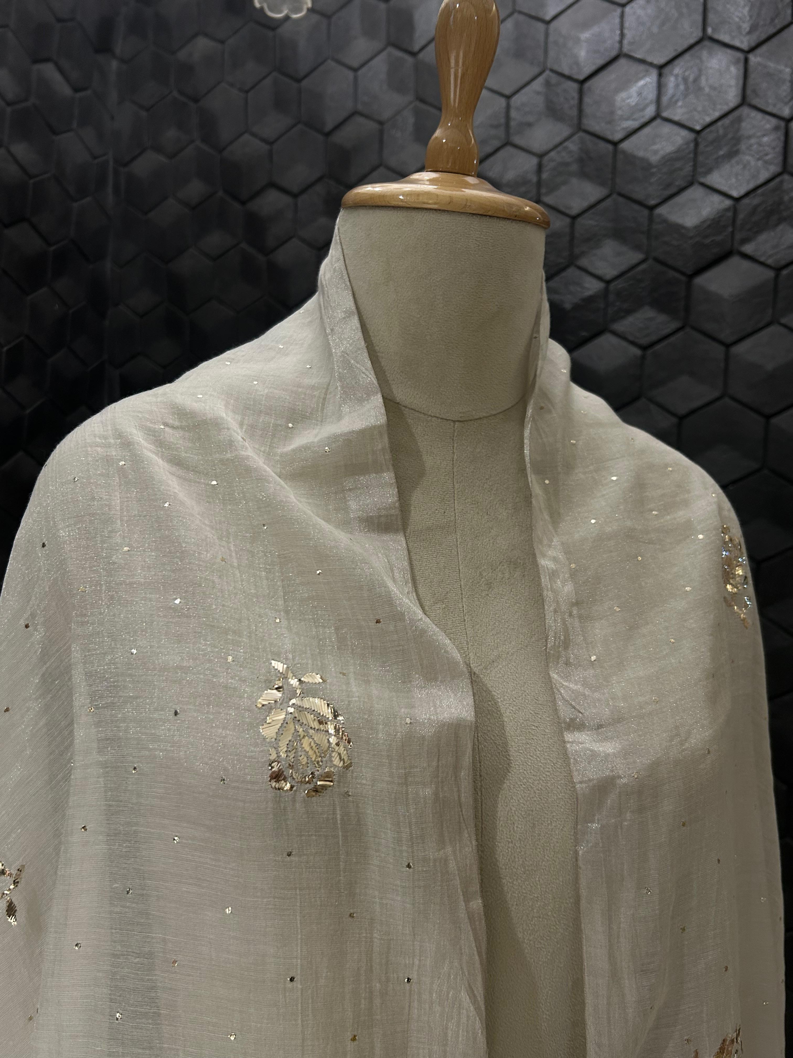 Silver tissue dupatta