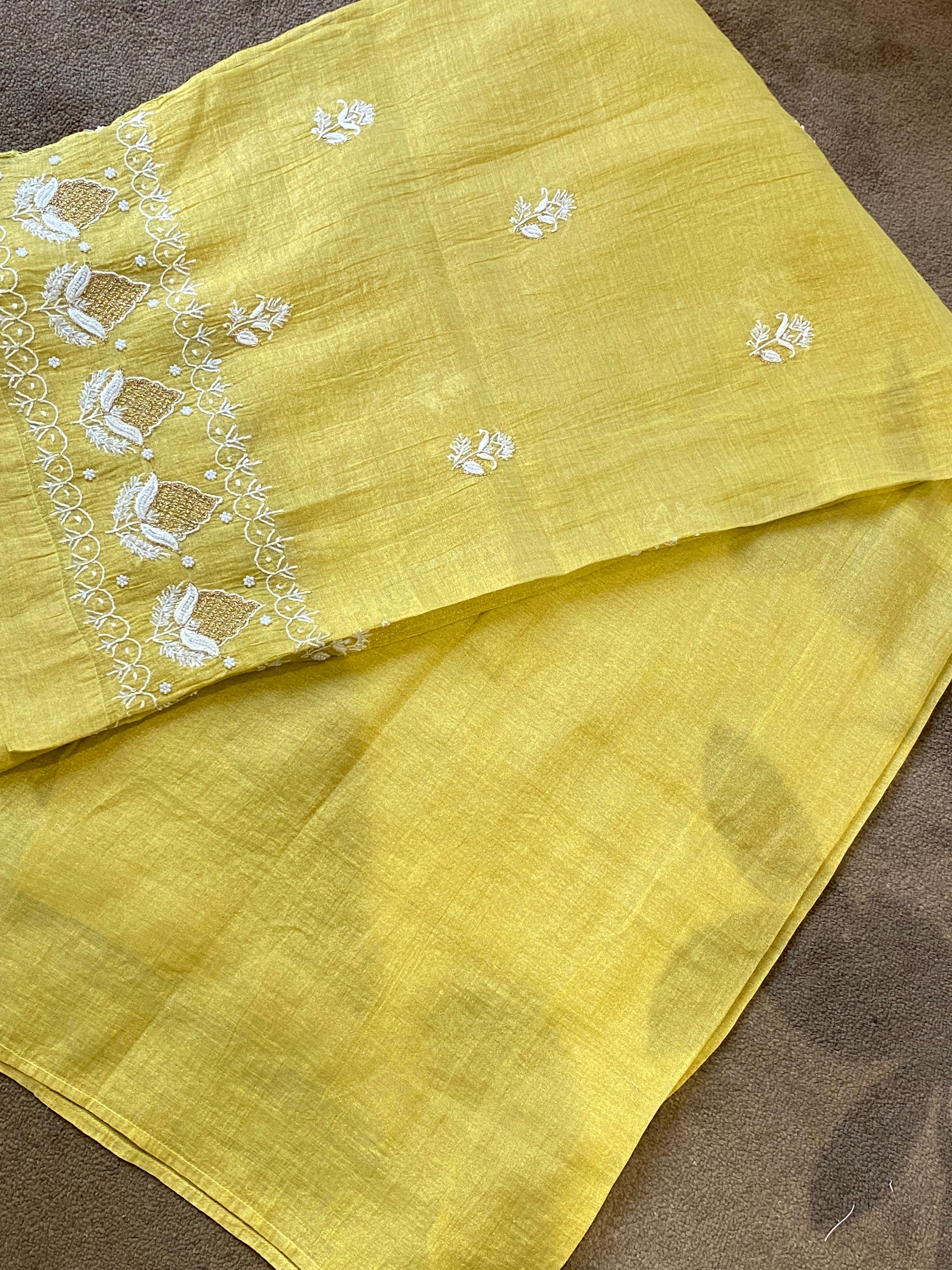 Green tissue chikankari co-ord set