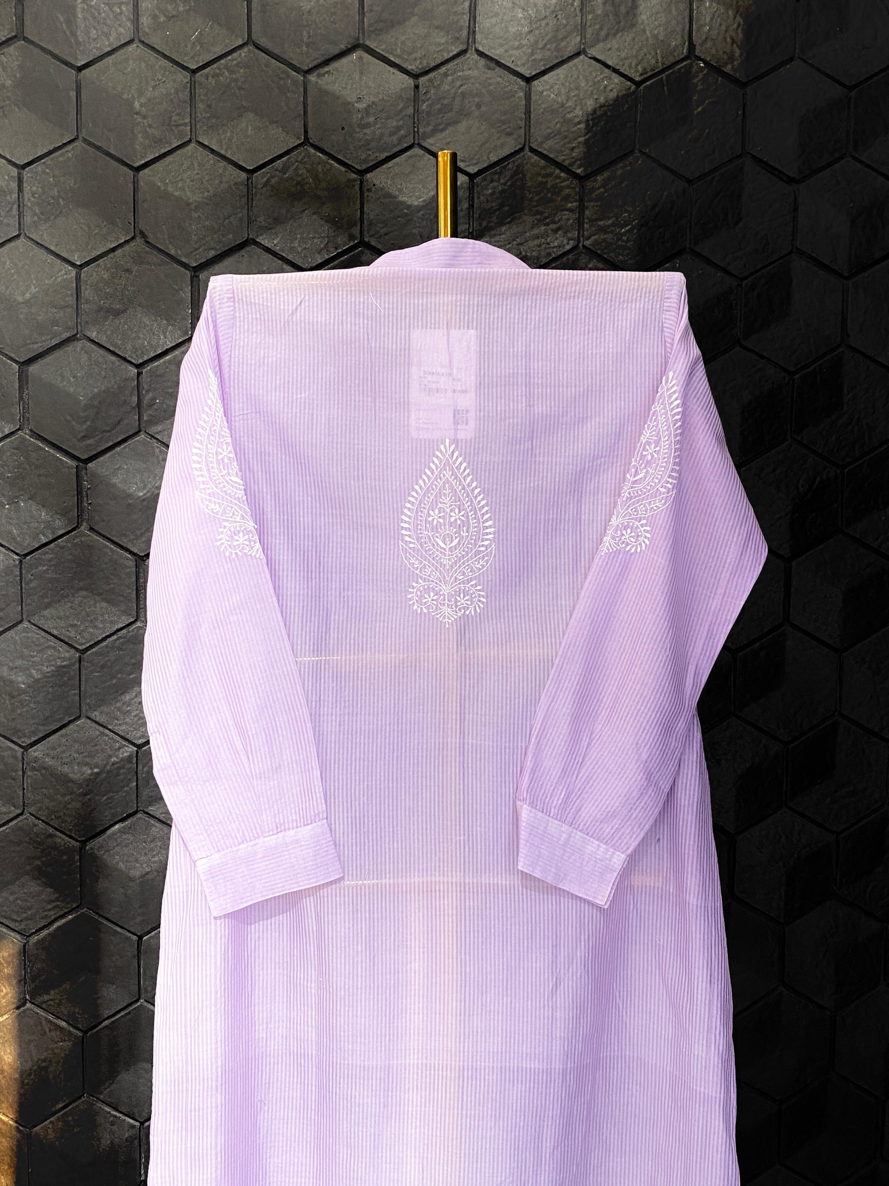 Lilac chanderi chikankari long shirt