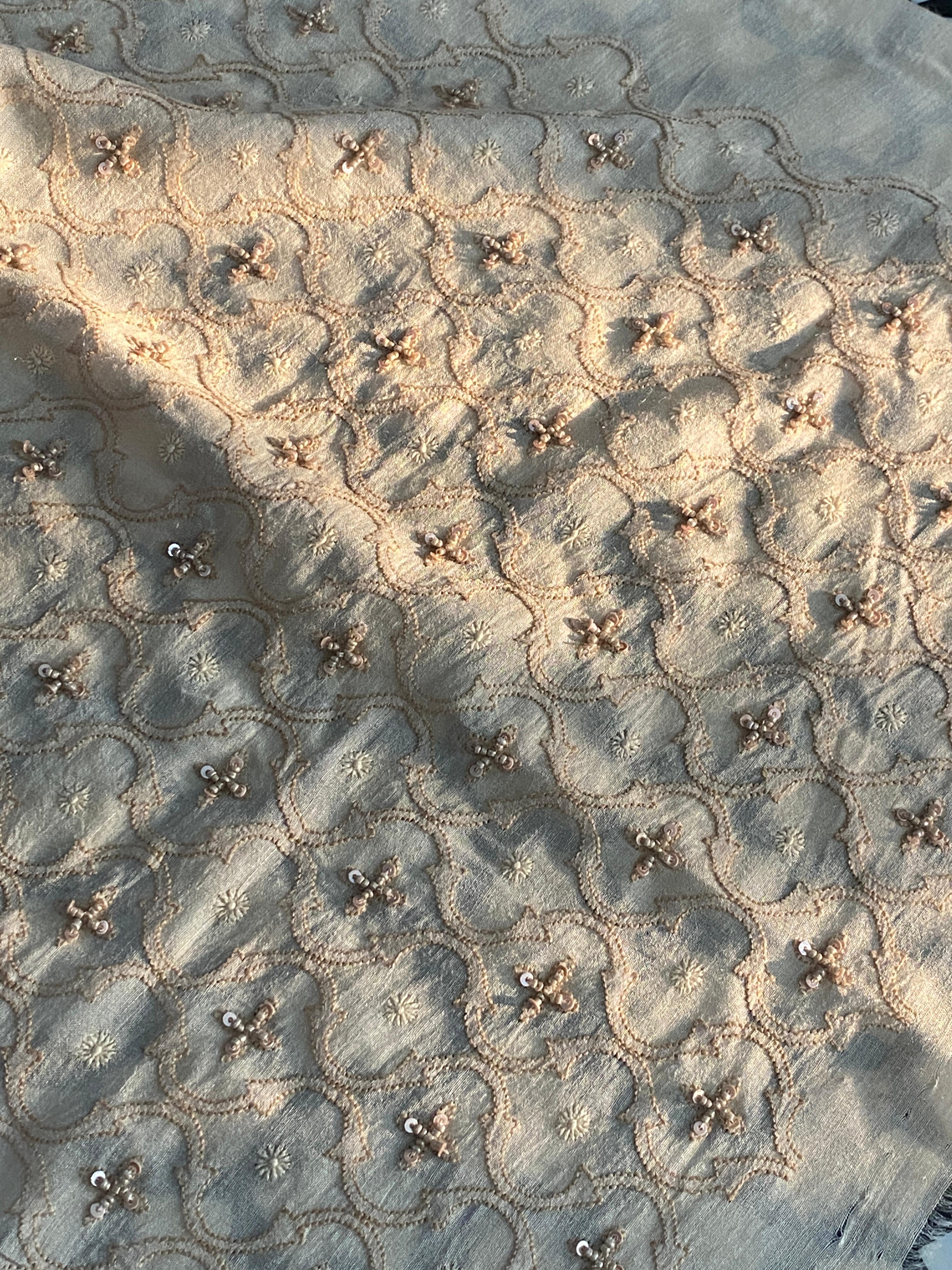 Mens Munga Silk Chikankari Sadri/Waistcoat