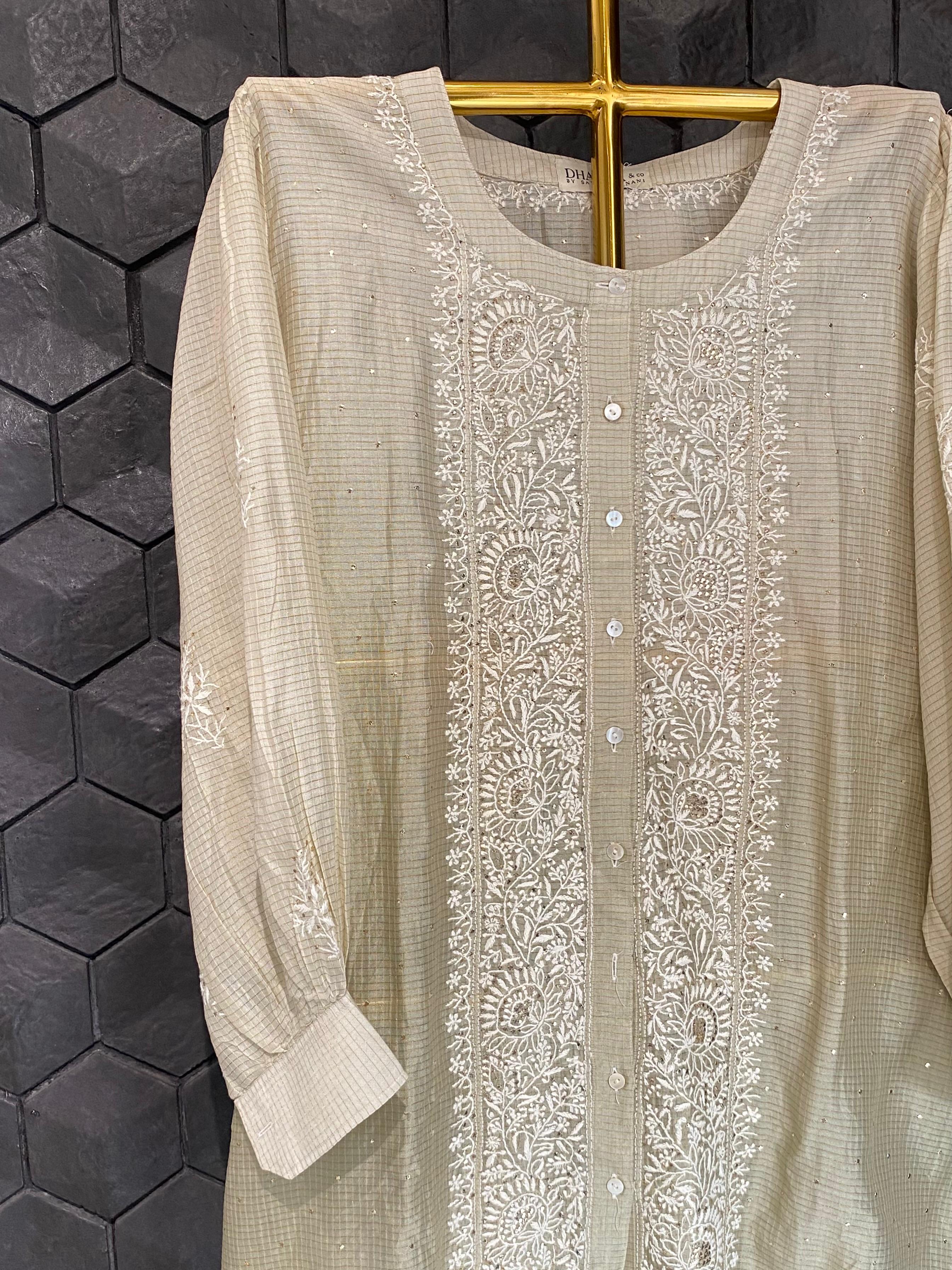 Off WHITE MAHESHWARI CHIKANKARI CO-ORD SET