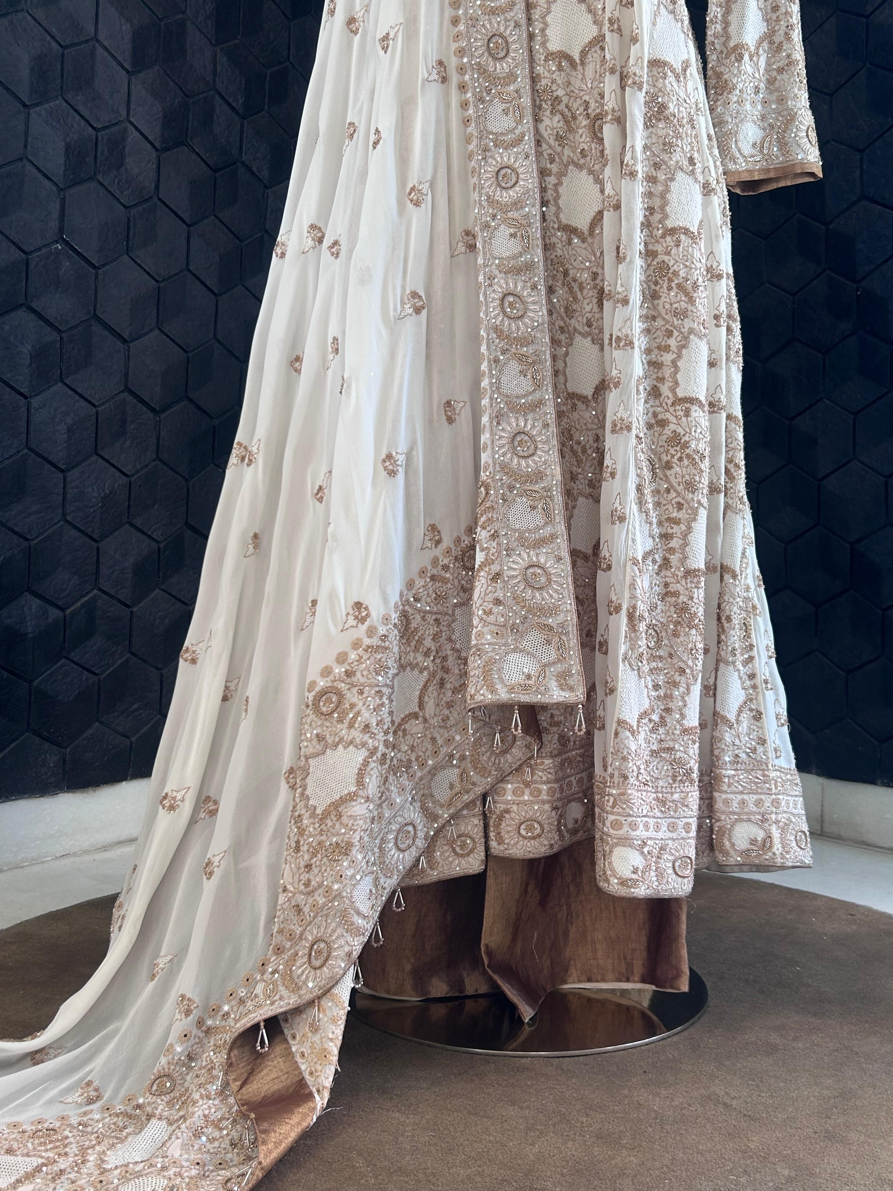 White georgette chikankari anarkali set