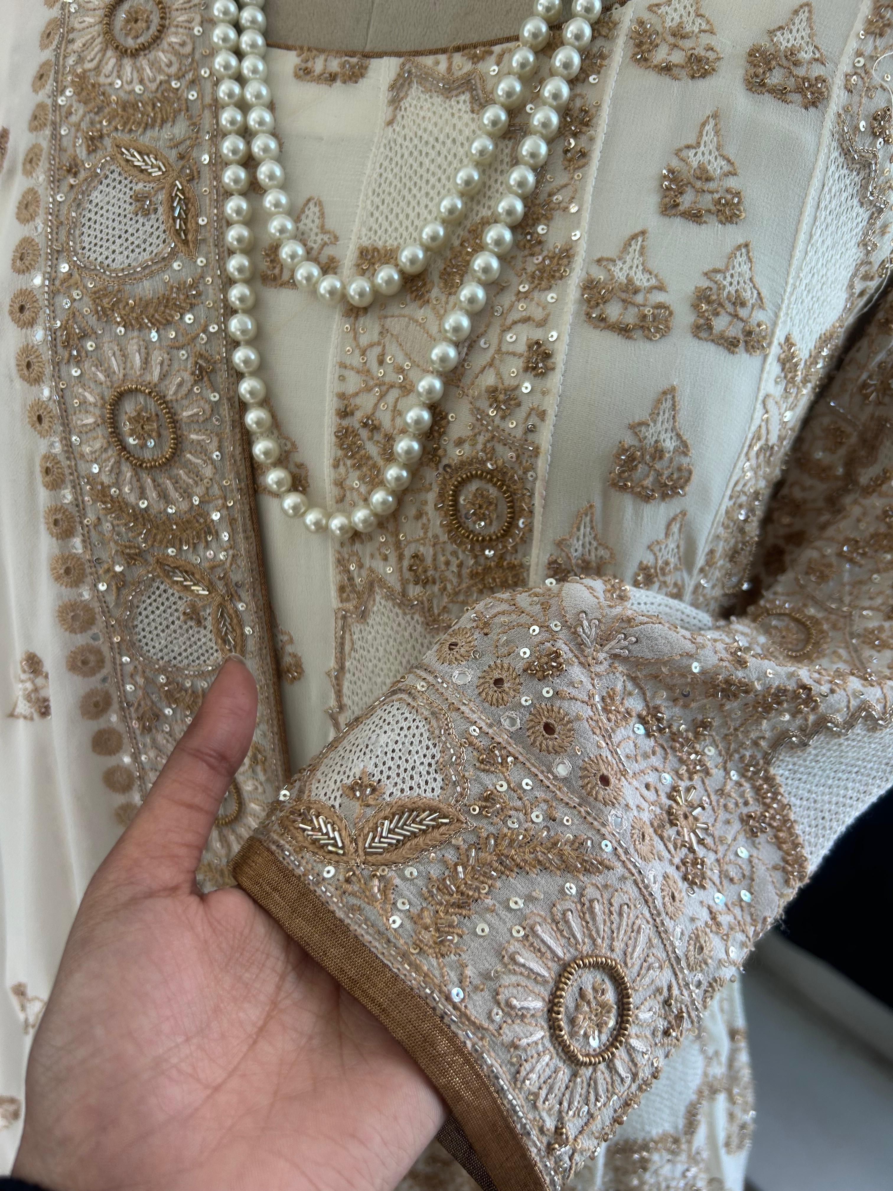 White georgette chikankari anarkali set