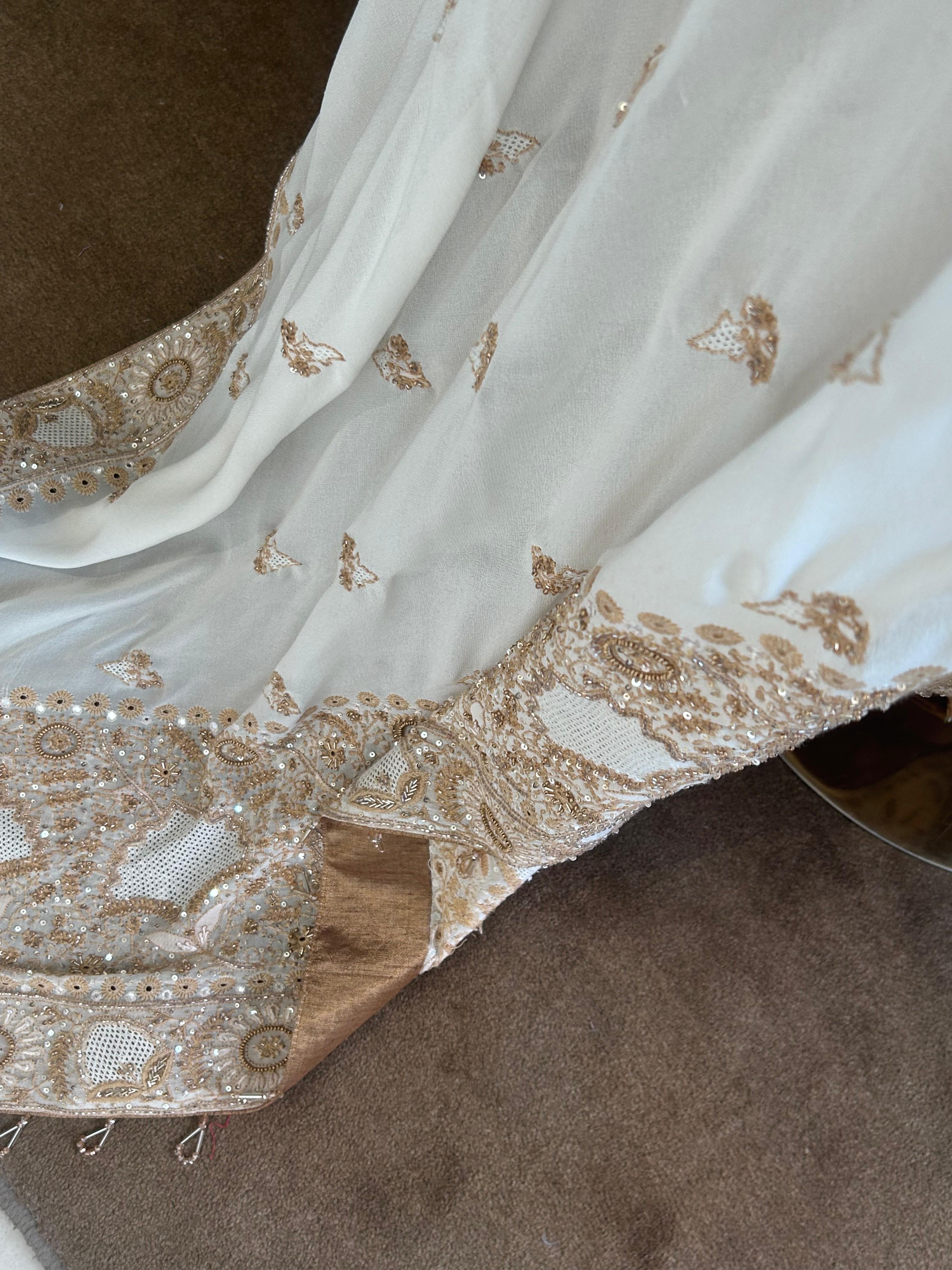 White georgette chikankari anarkali set