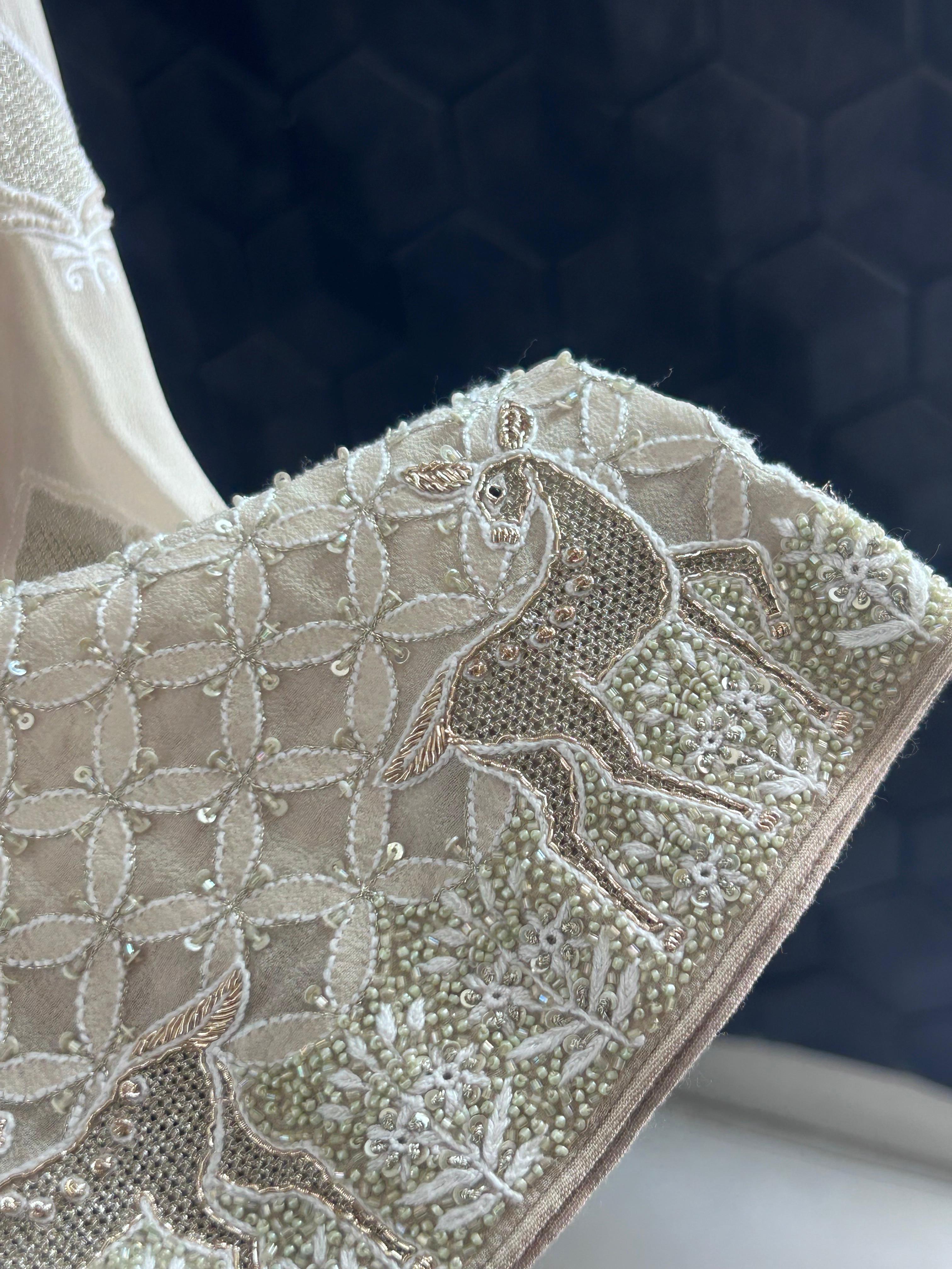 Sage Green Georgette Chikankari Sharara Set