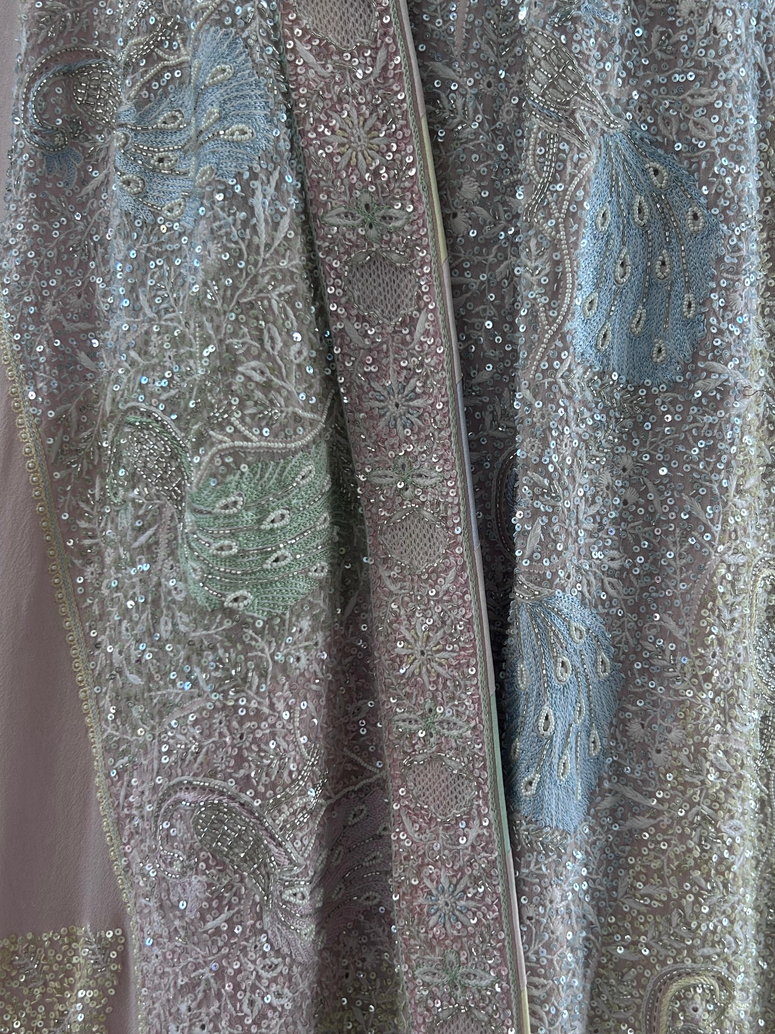 Pink Georgette chikankari kurta set