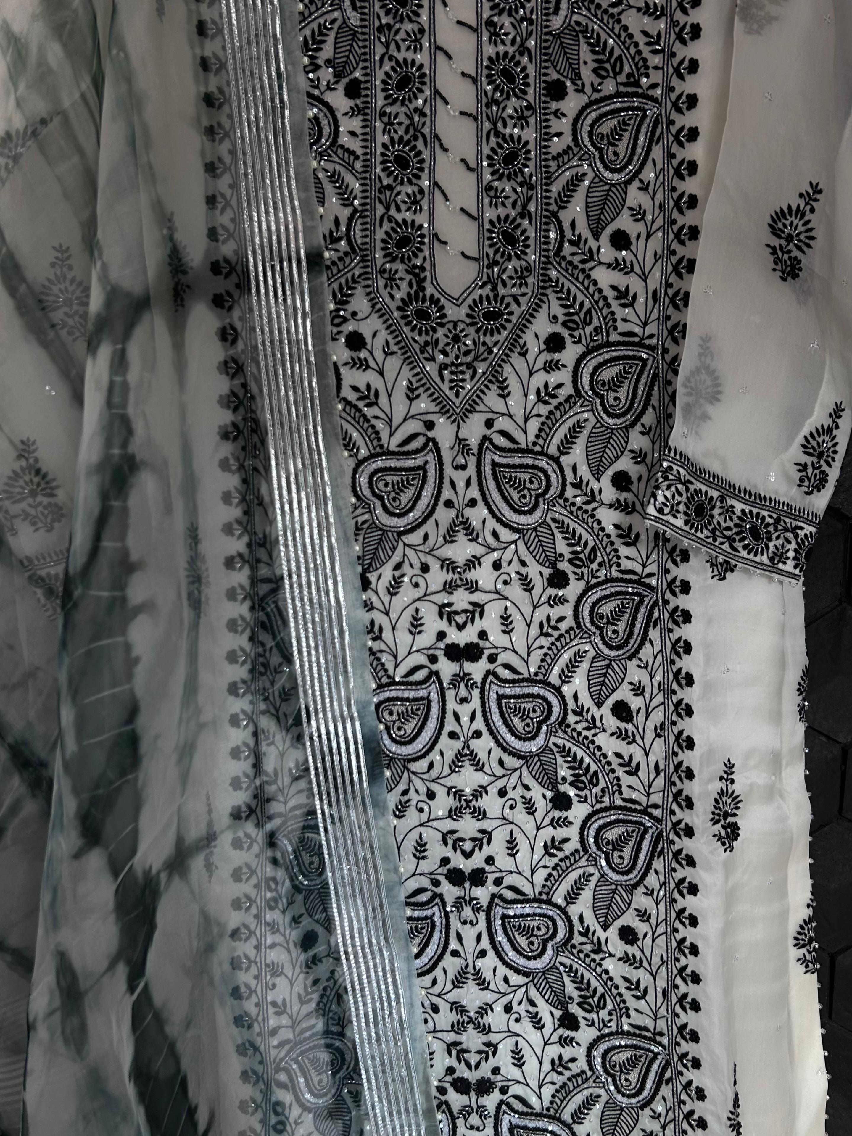 White Organza Chikankari Kurta Set