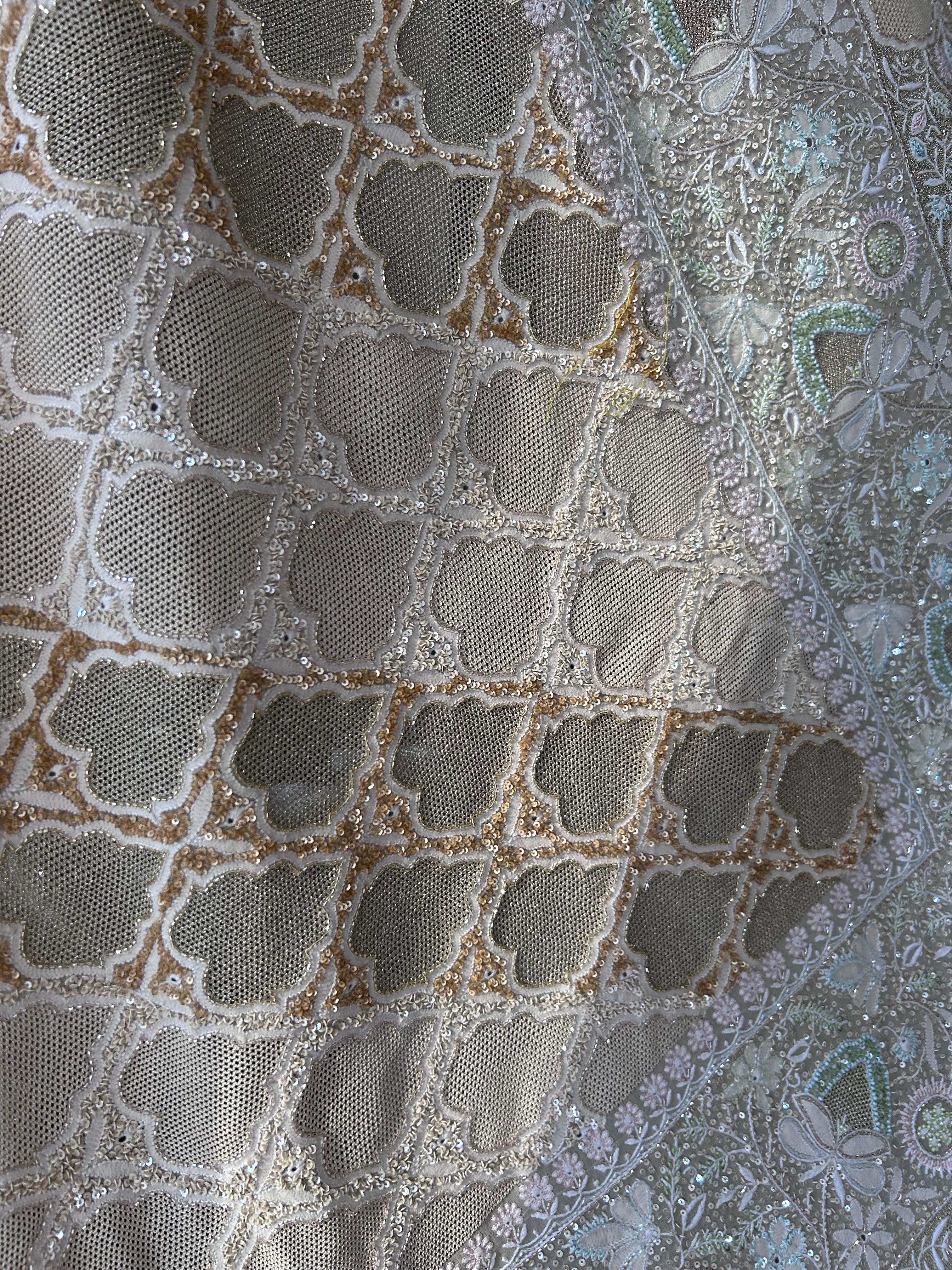 Ivory ek-taar georgette chikankari saree