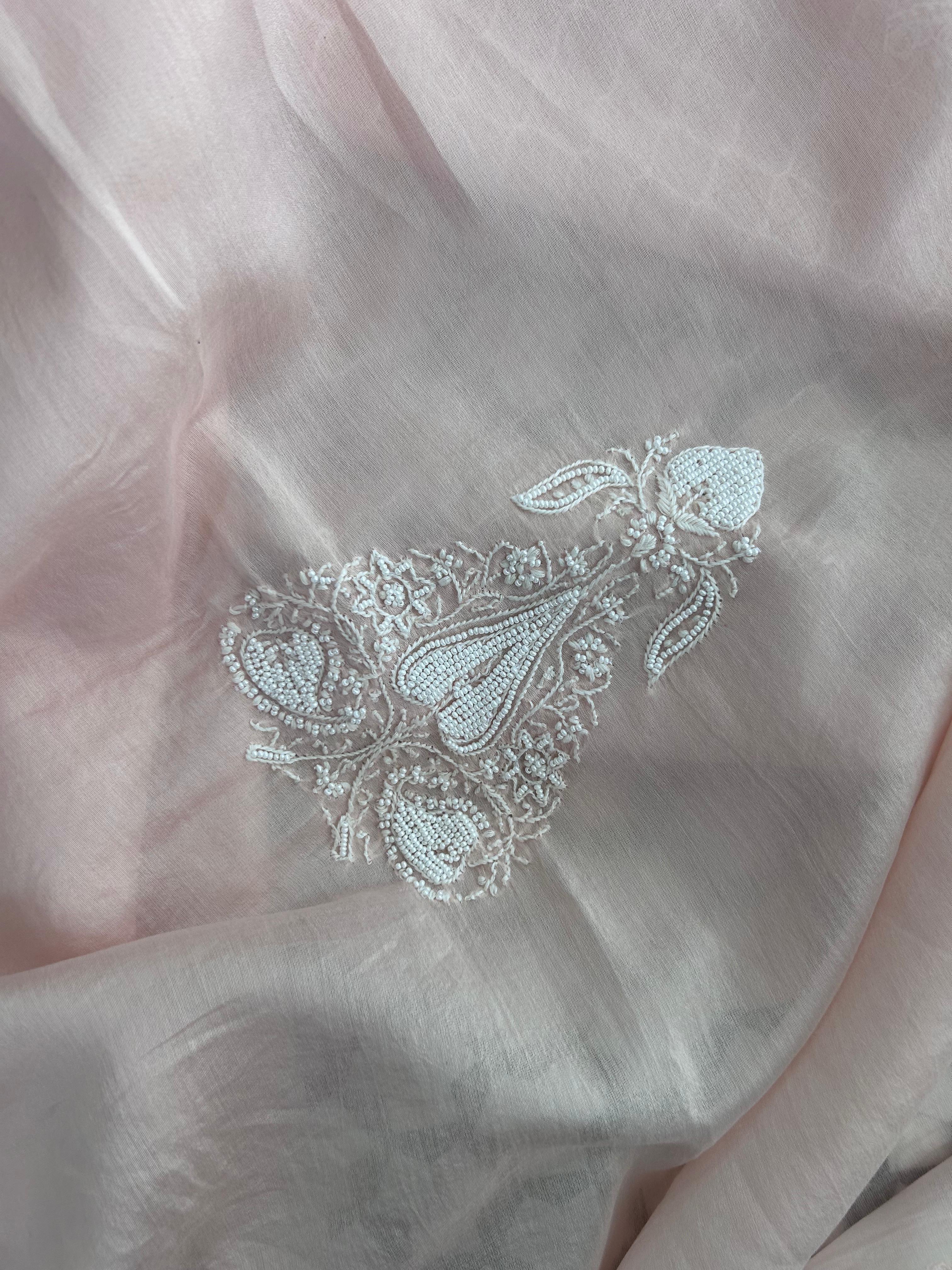Pink Chanderi Chikankri Men Kurta