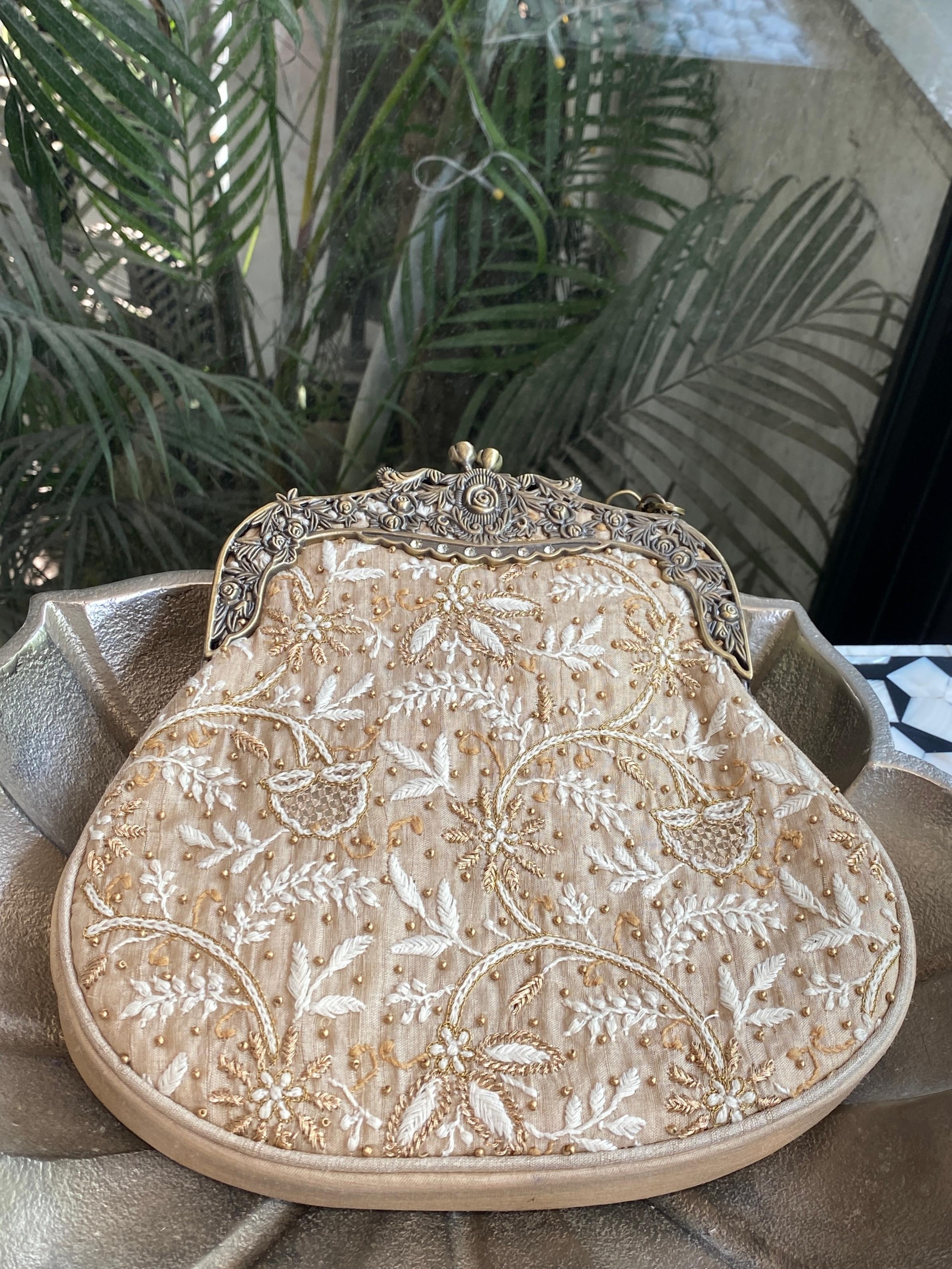 Beige silk potli