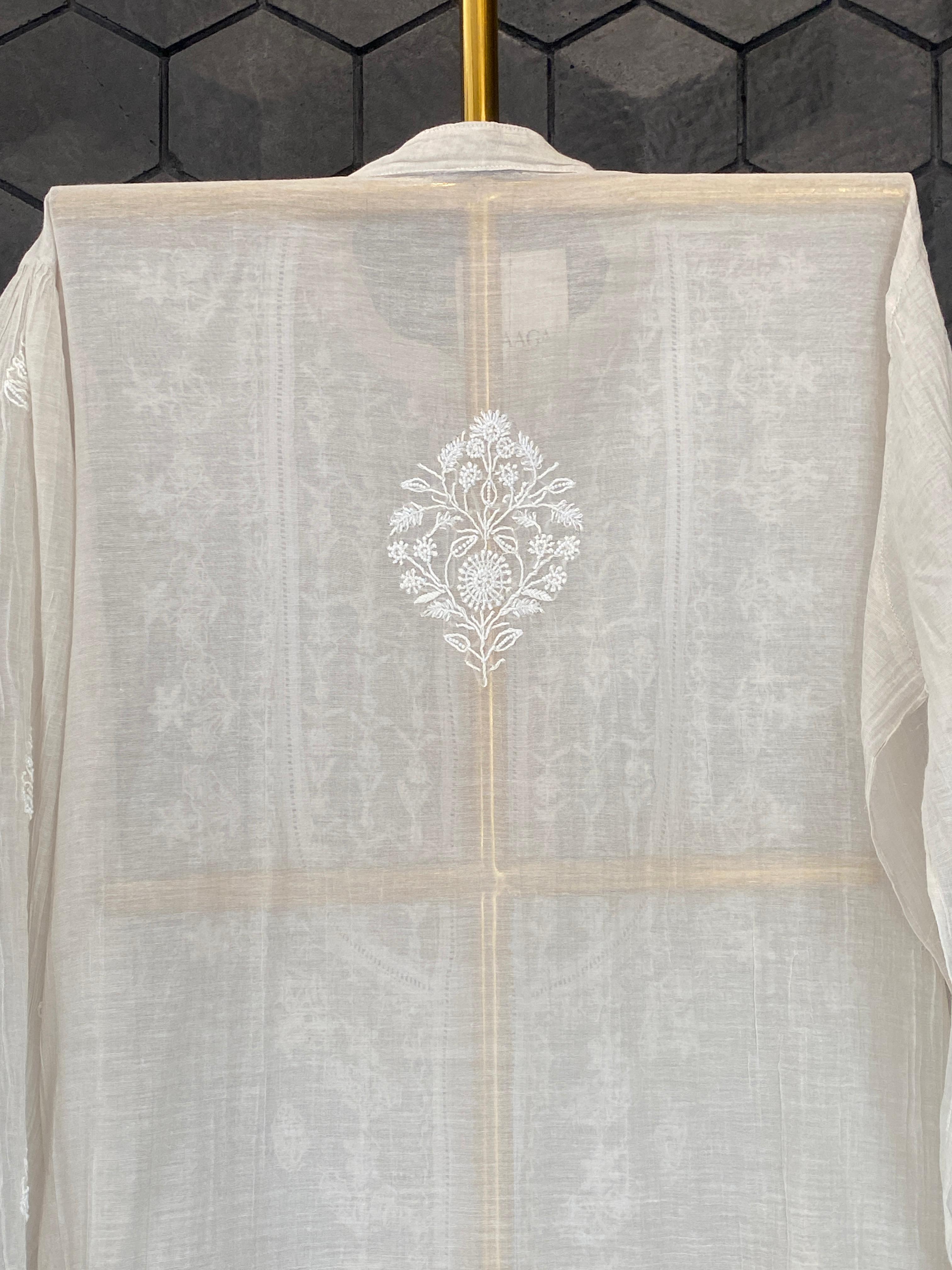 Silver Tissue Chikankari Co-ord Set
