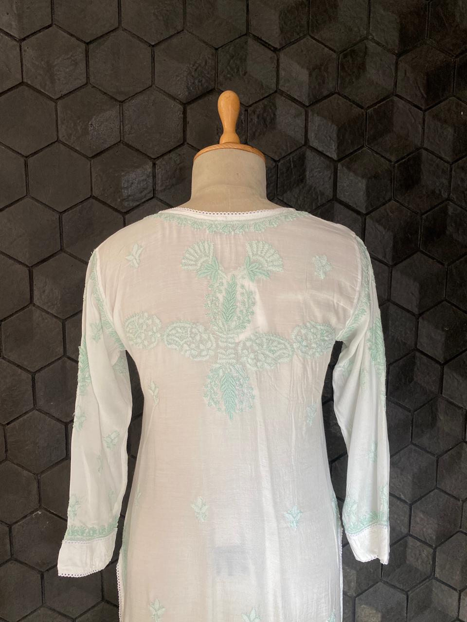 Sea Green Mul Chanderi Chikankari Co-ord Set