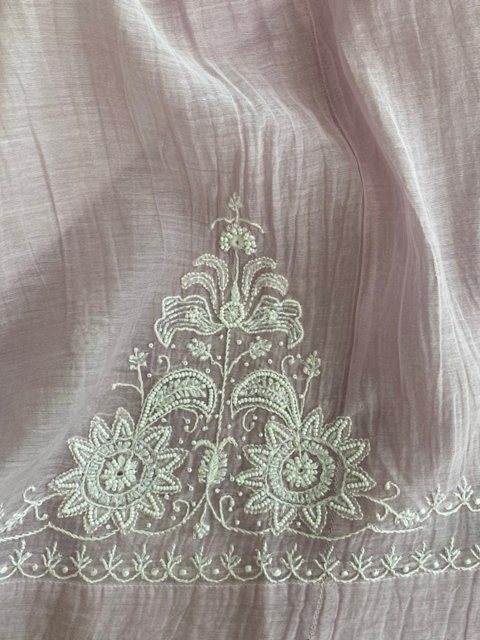 Lilac Mul Chanderi Chikankari Co-ord set