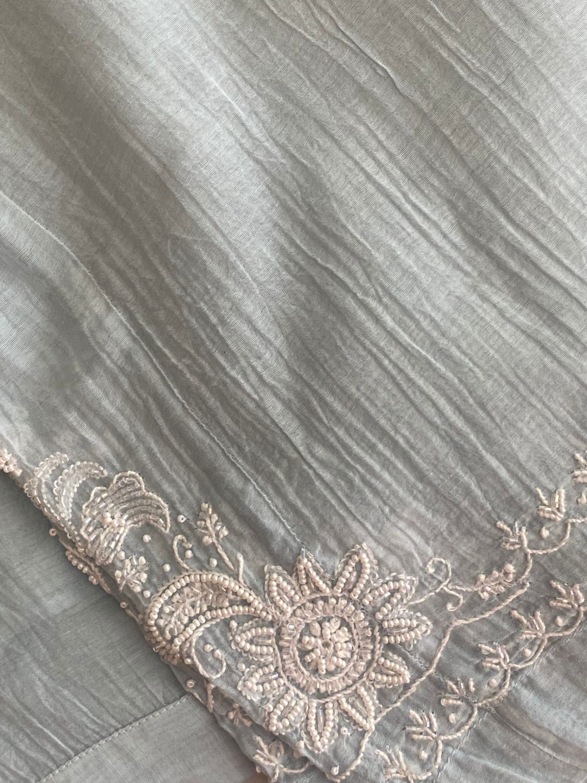Sky Blue Mul Chanderi Chikankari Co-ord Set