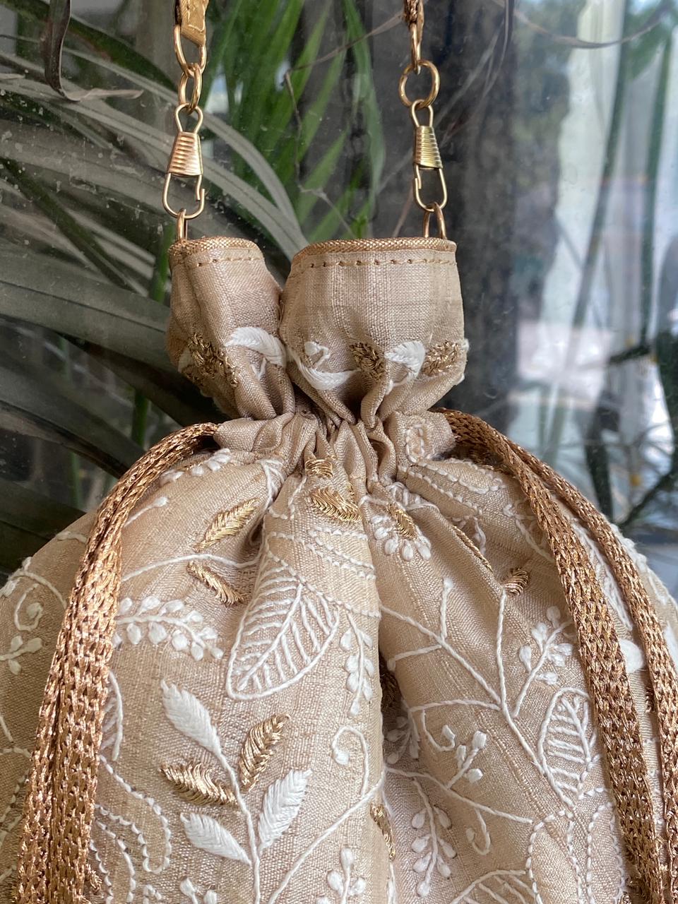 Beige Silk Potli,