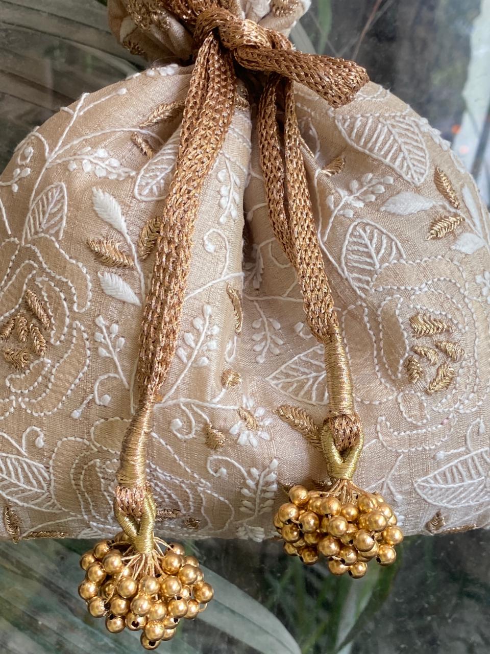 Beige Silk Potli,